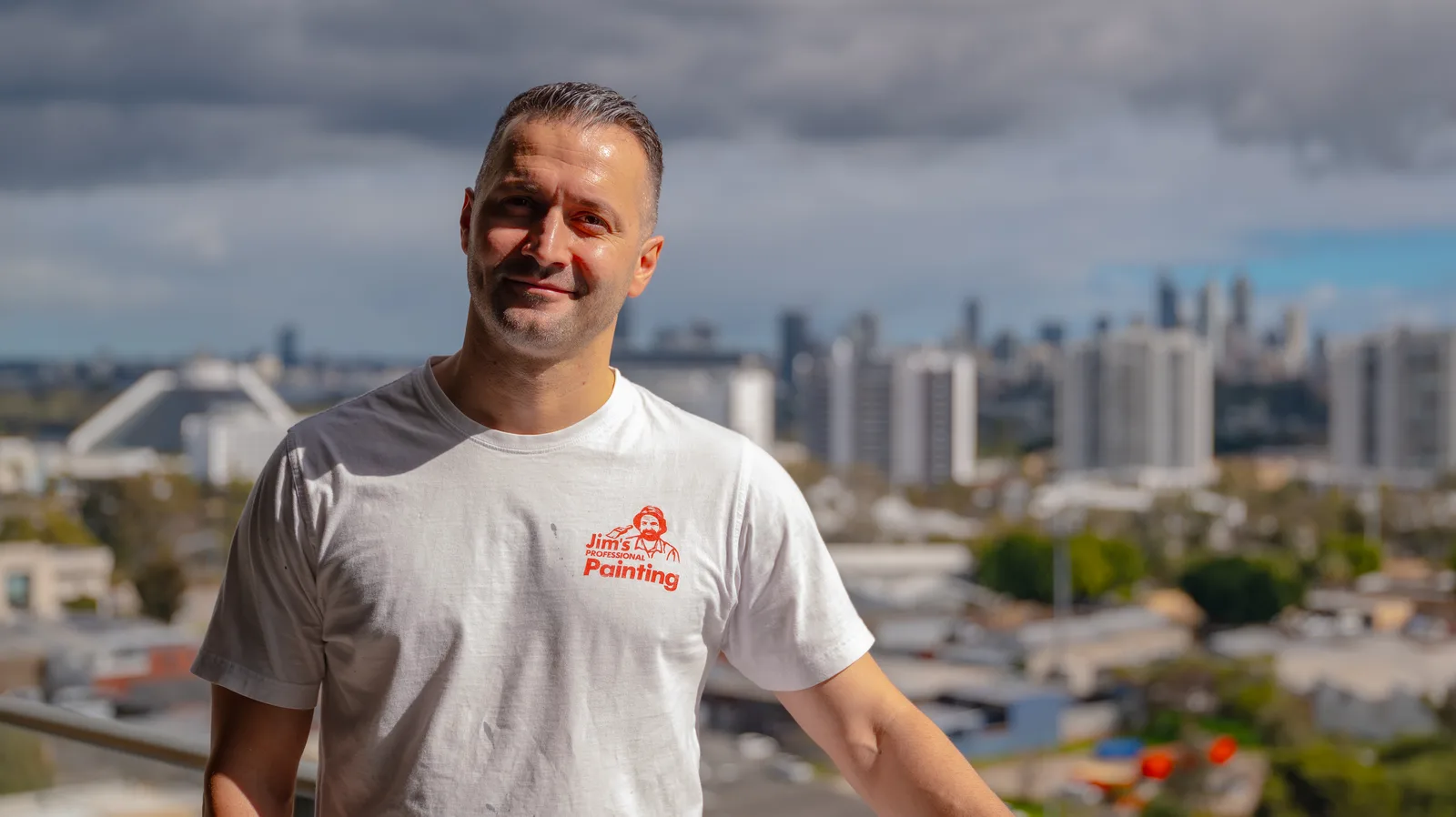Perth tradesperson photographed for a personal brand campaign by Growth Concept Media, with the Perth skyline behind him. Perth tradesperson photographed for a personal brand campaign by Growth Concept Media, with the Perth skyline behind him.