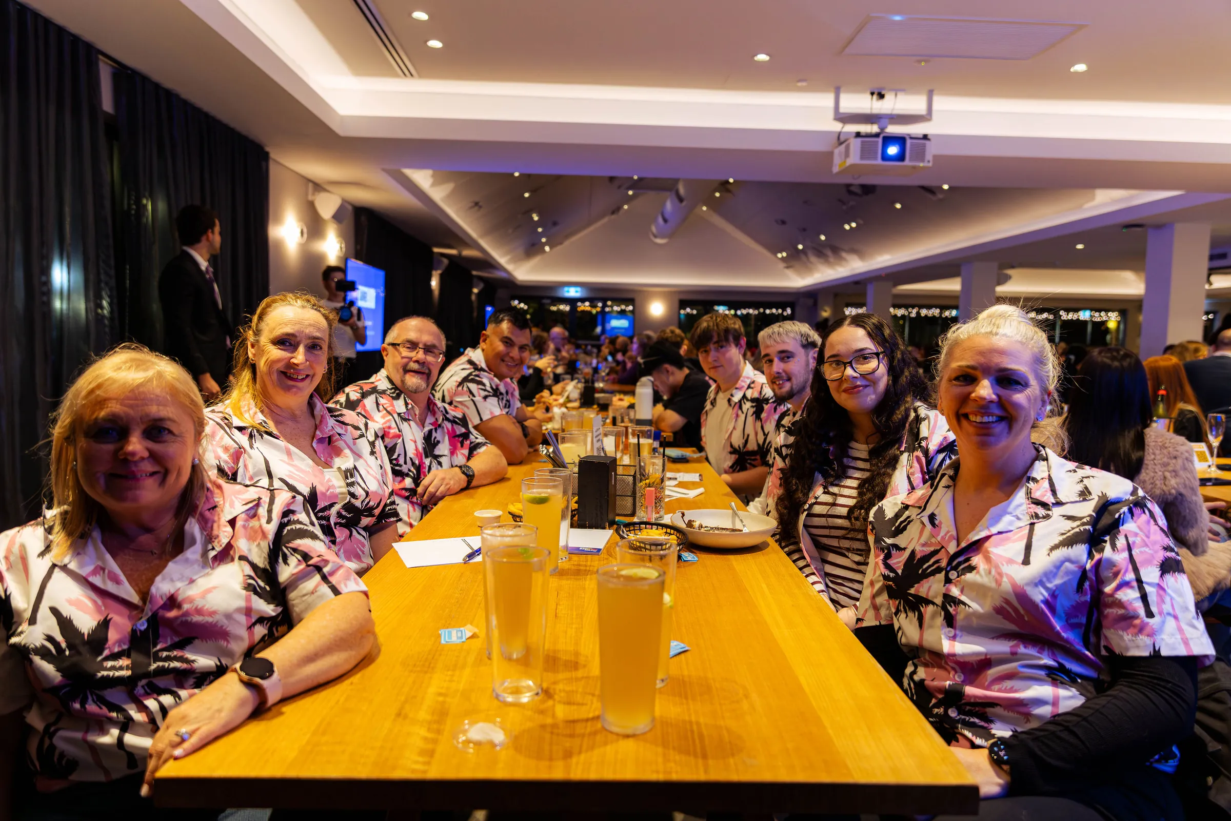 A quiz team in matching shirts at the Armed For Life quiz night at The Hall, The Camfield, Burswood.