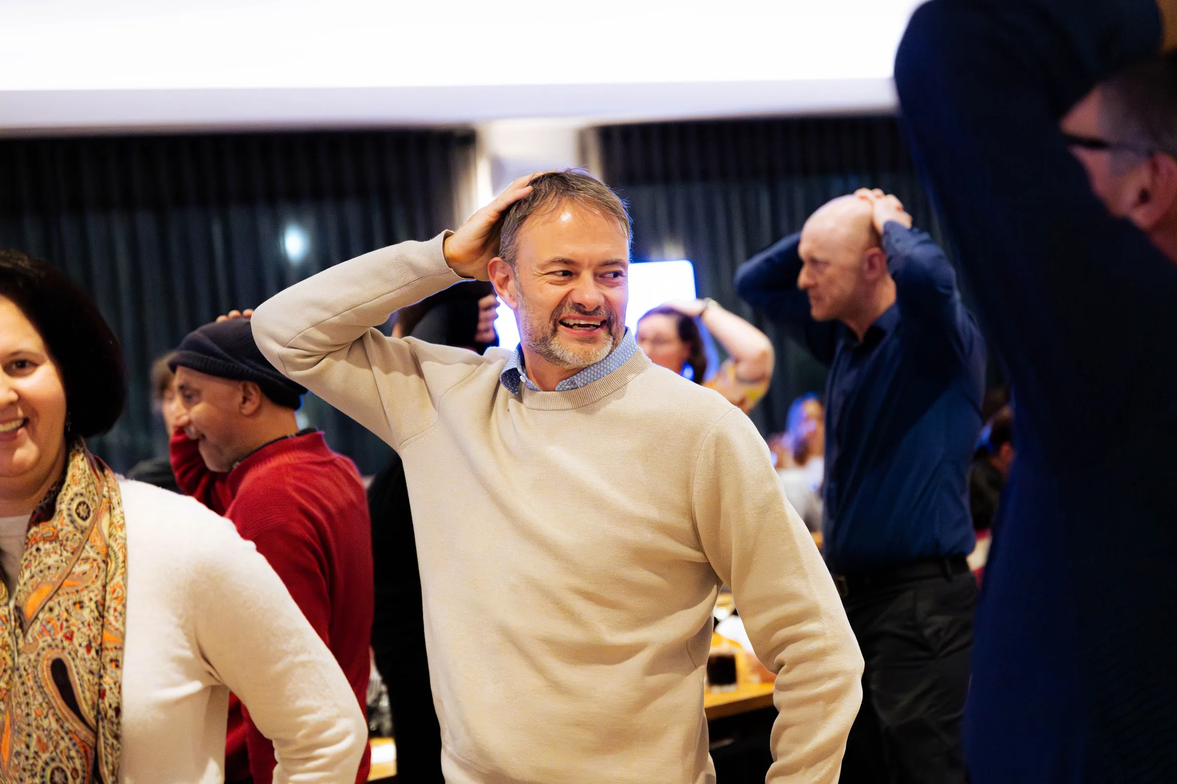Guests between rounds at the Armed For Life quiz night at The Hall, The Camfield, Burswood.