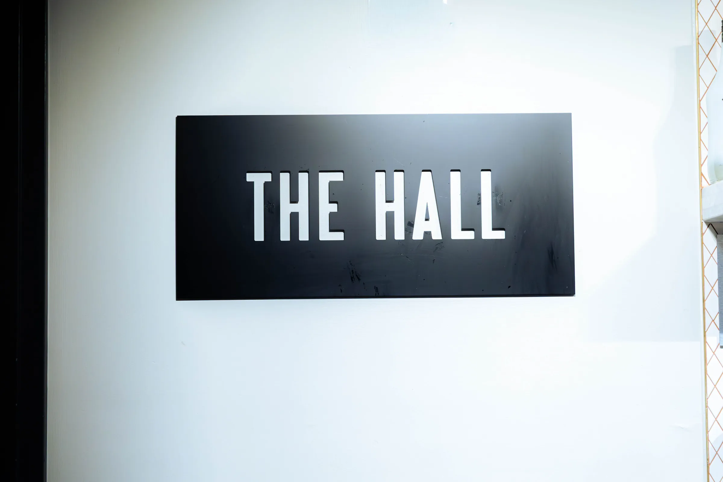 The Hall sign at The Camfield, Burswood, photographed at the Armed For Life quiz night.