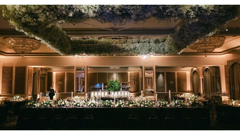 Wireless uplighting at a wedding reception