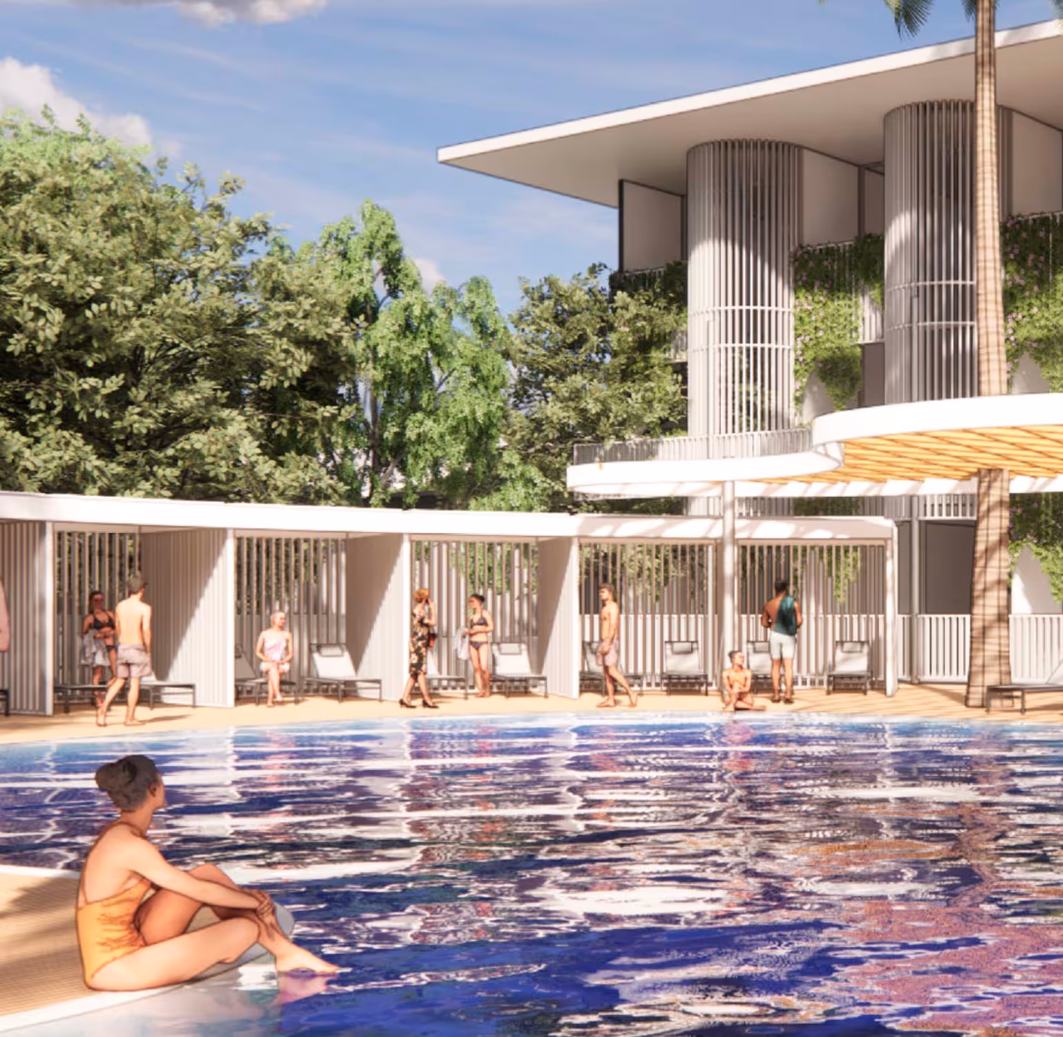 An artist's impression of the hotel's planned swimming pool and poolside terrace.