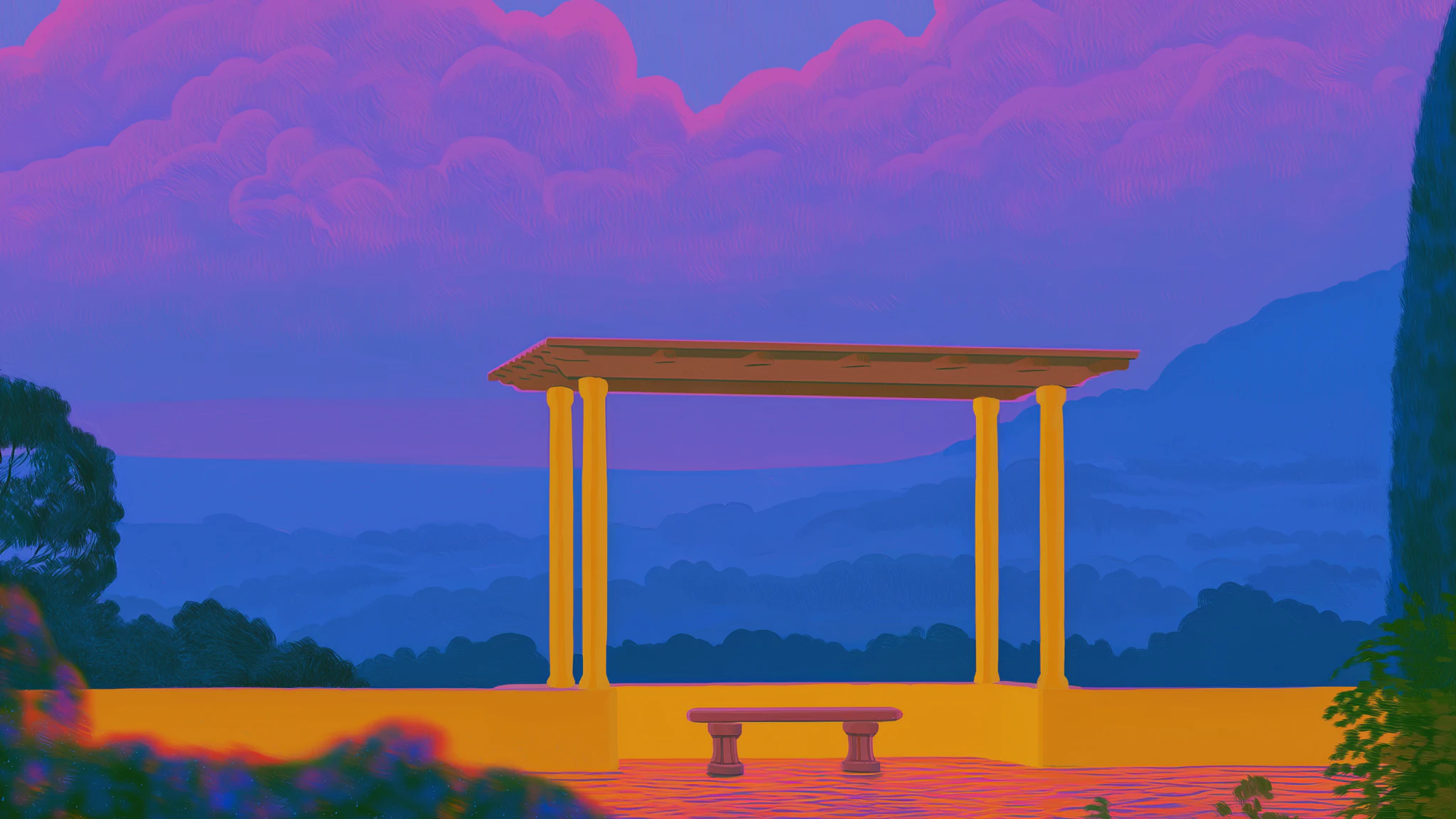 Retention and Deletion, painted landscape