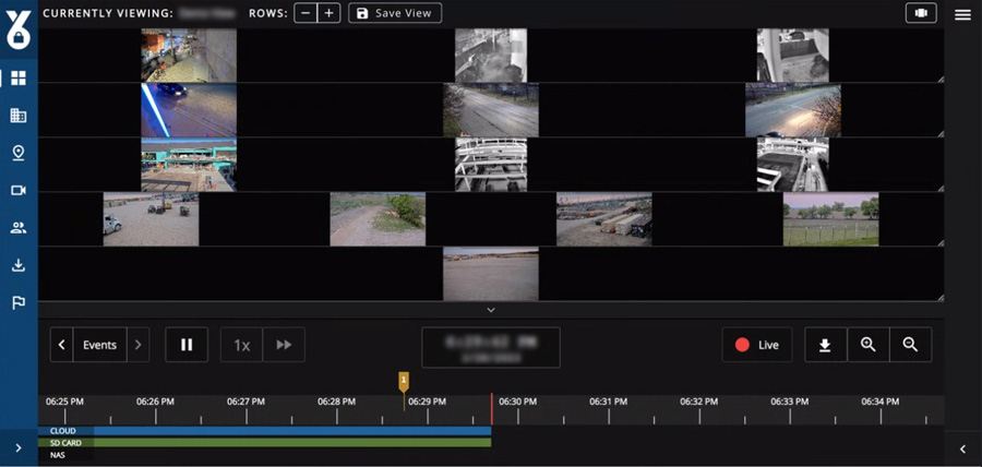 thumbnail view of computer screen with PSaaS monitoring system software and multiple camera streams