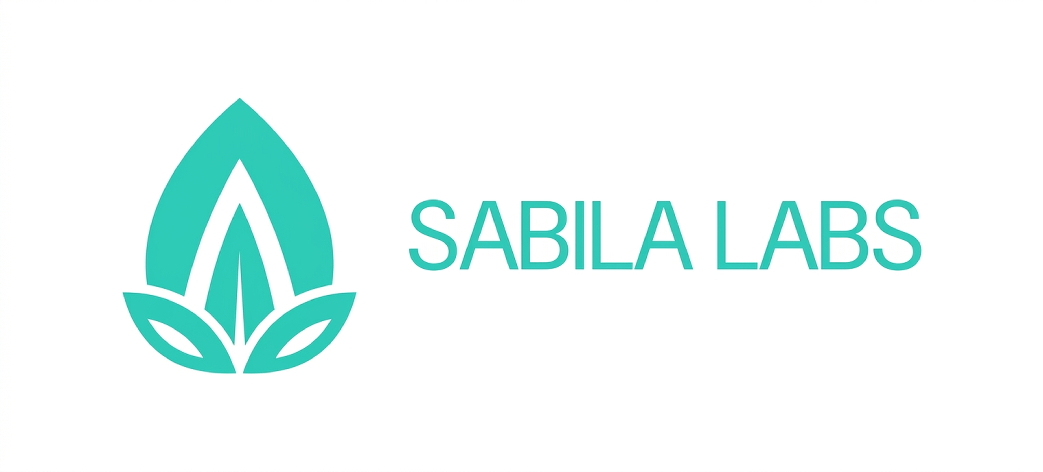SABILA LABS logo with a stylized turquoise leaf design composed of a large leaf in the center and two smaller leaves at the bottom.