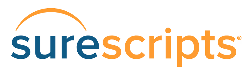 Surescripts company logo with stylized orange arc over the 'sure' in the name.