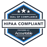 HIPAA compliance badge of Architek Health awarded by Accountable, to confirm they abide by all the regulations and rules of HIPAA.