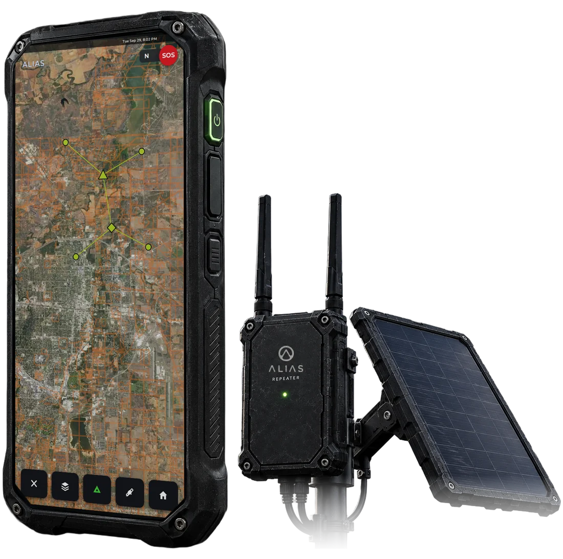 Concept renders of the Alias Rogue handheld and the Alias Repeater relay
