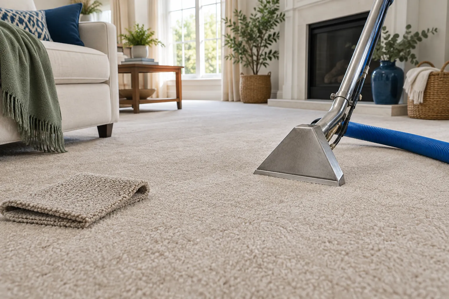 AI-generated illustration of carpet and a carpet extraction wand