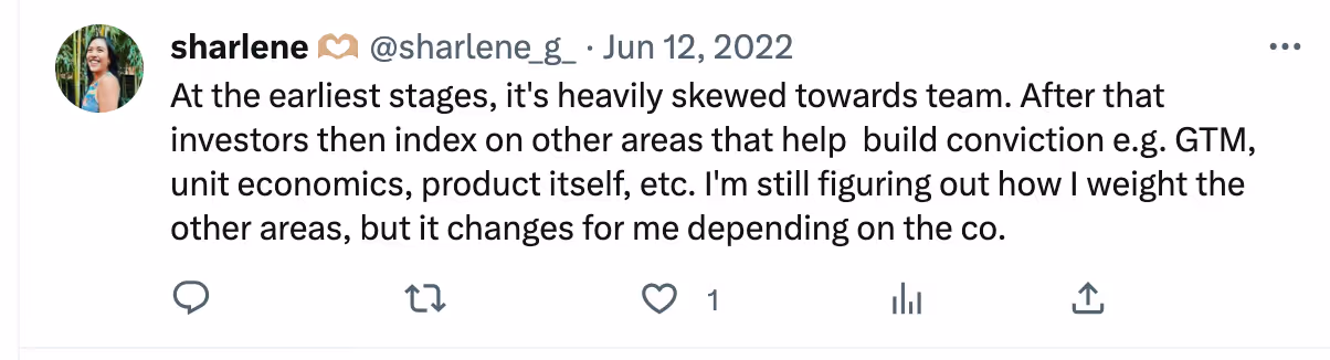 tweet about importance of startup team