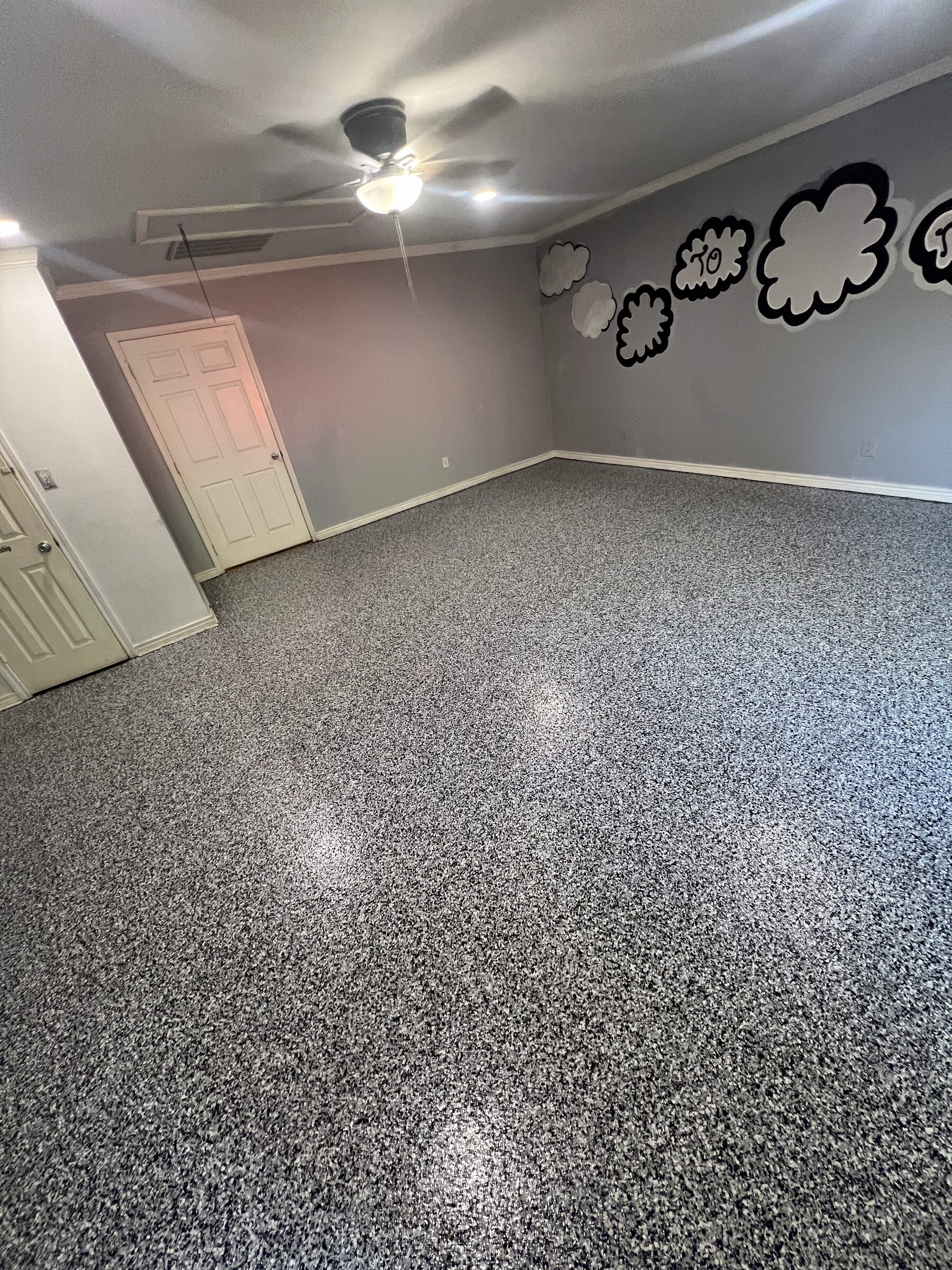 Interior room, black and white flake