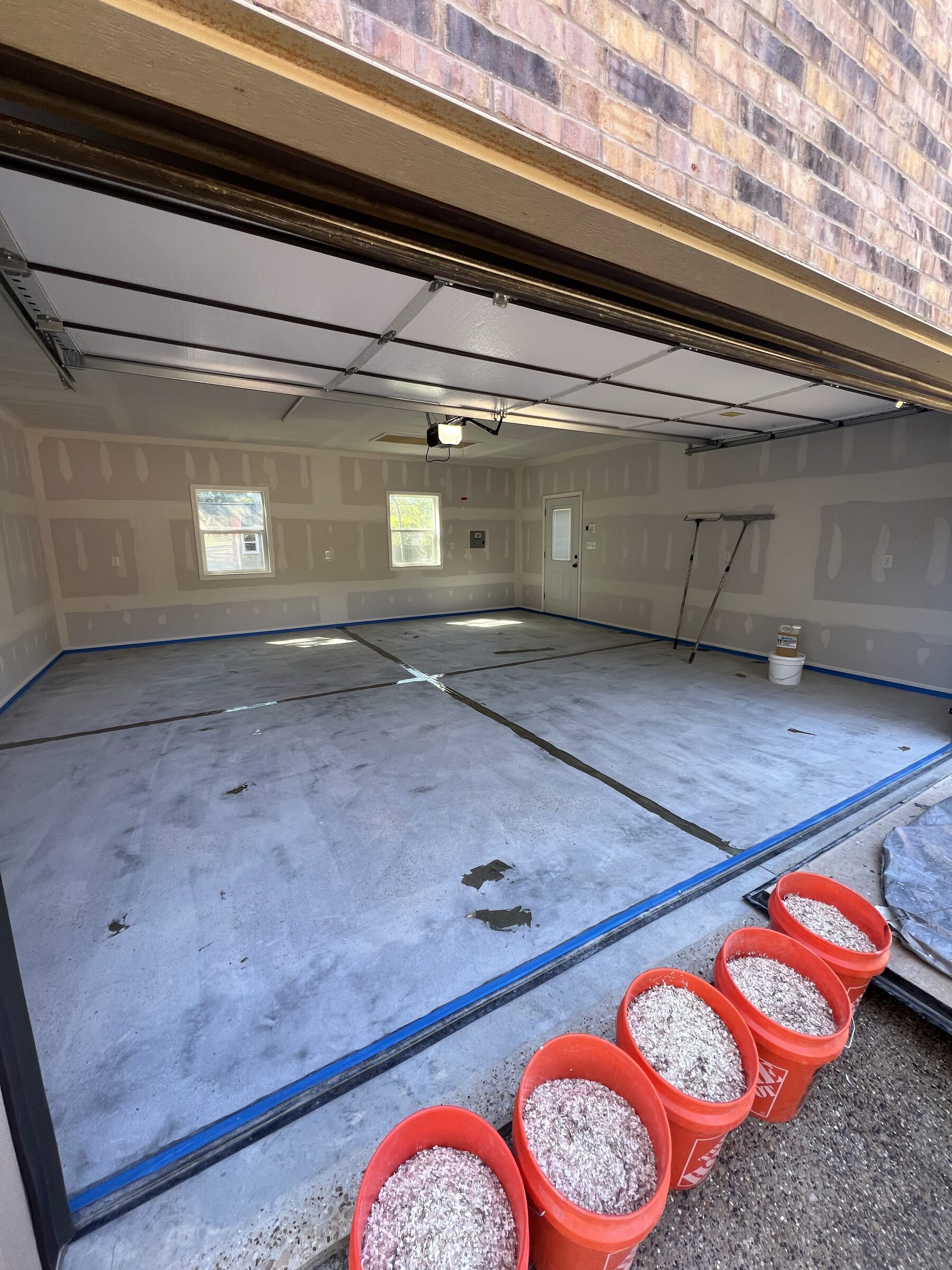The concrete slab before we prepped and coated it