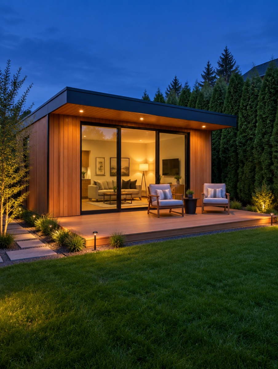 Two-storey rental garden suite with a side entrance