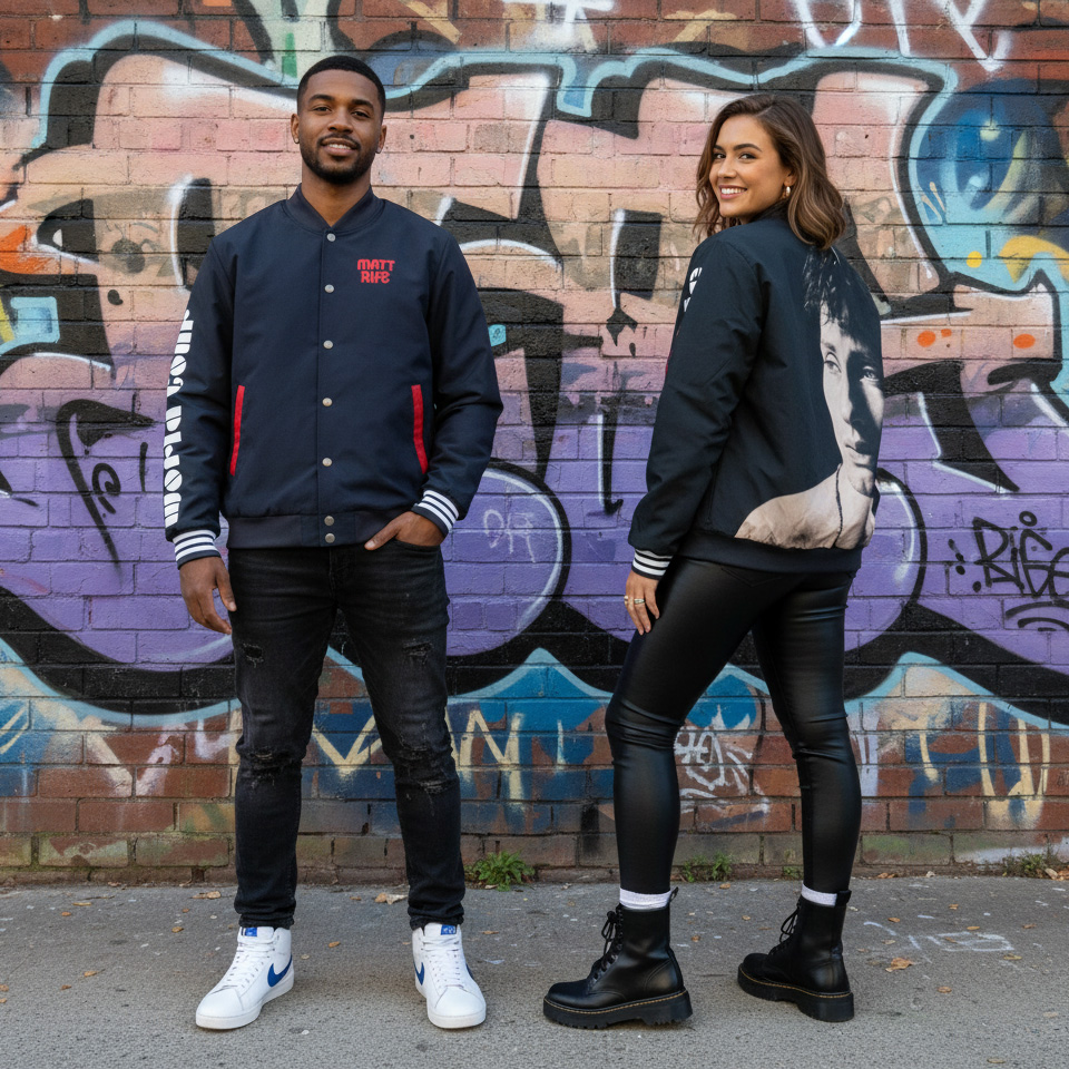 Models wearing the Matt Rife custom apparel collection