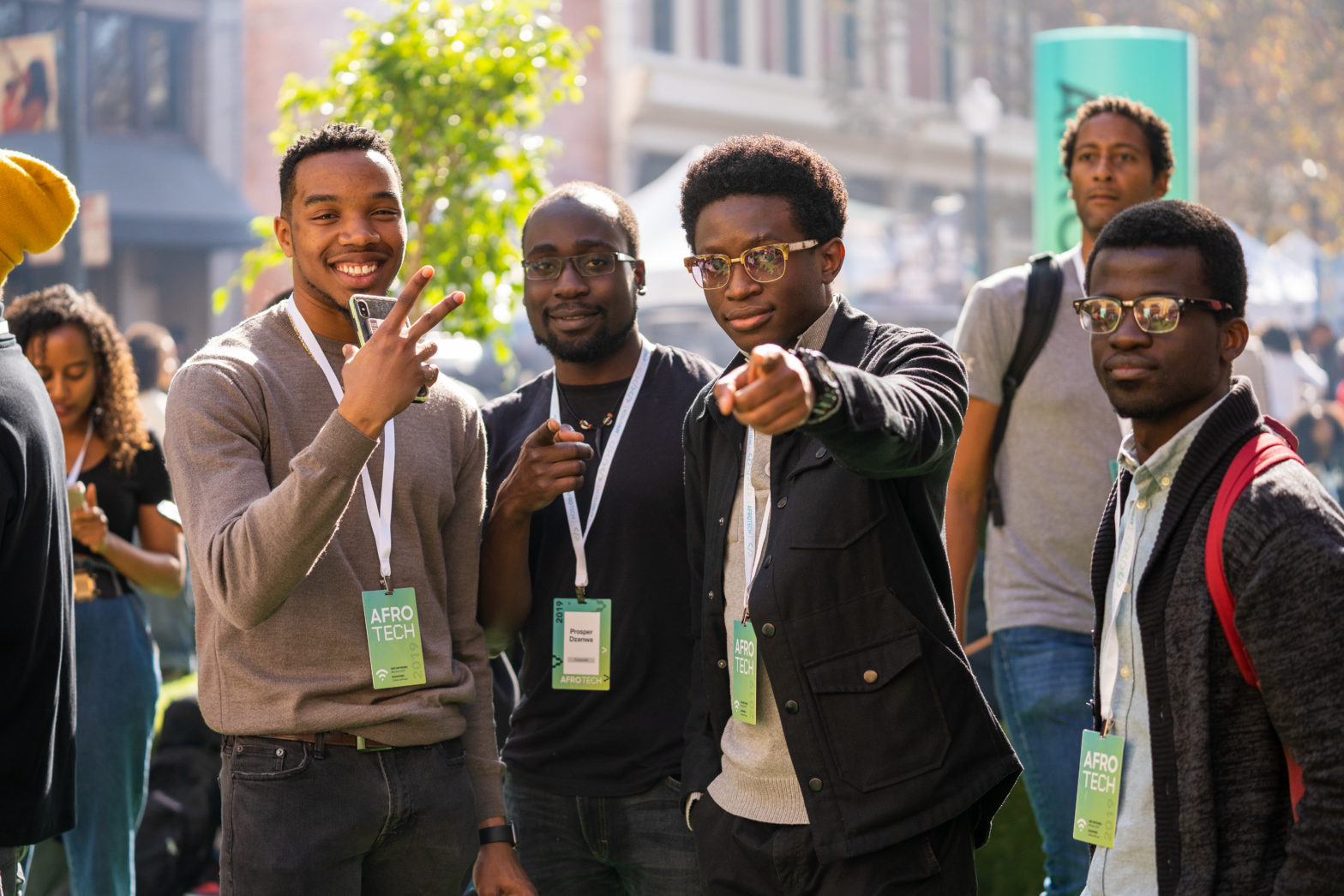 AfroTech attendees connecting outdoors