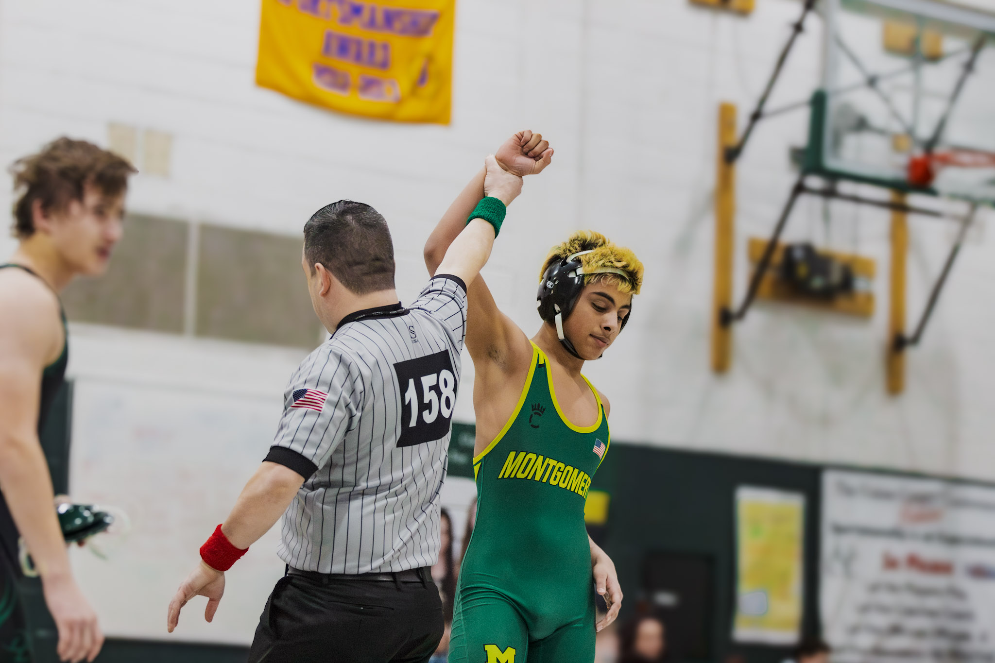 Montgomery wrestling: Victory at New Providence during the 2025–26 season.