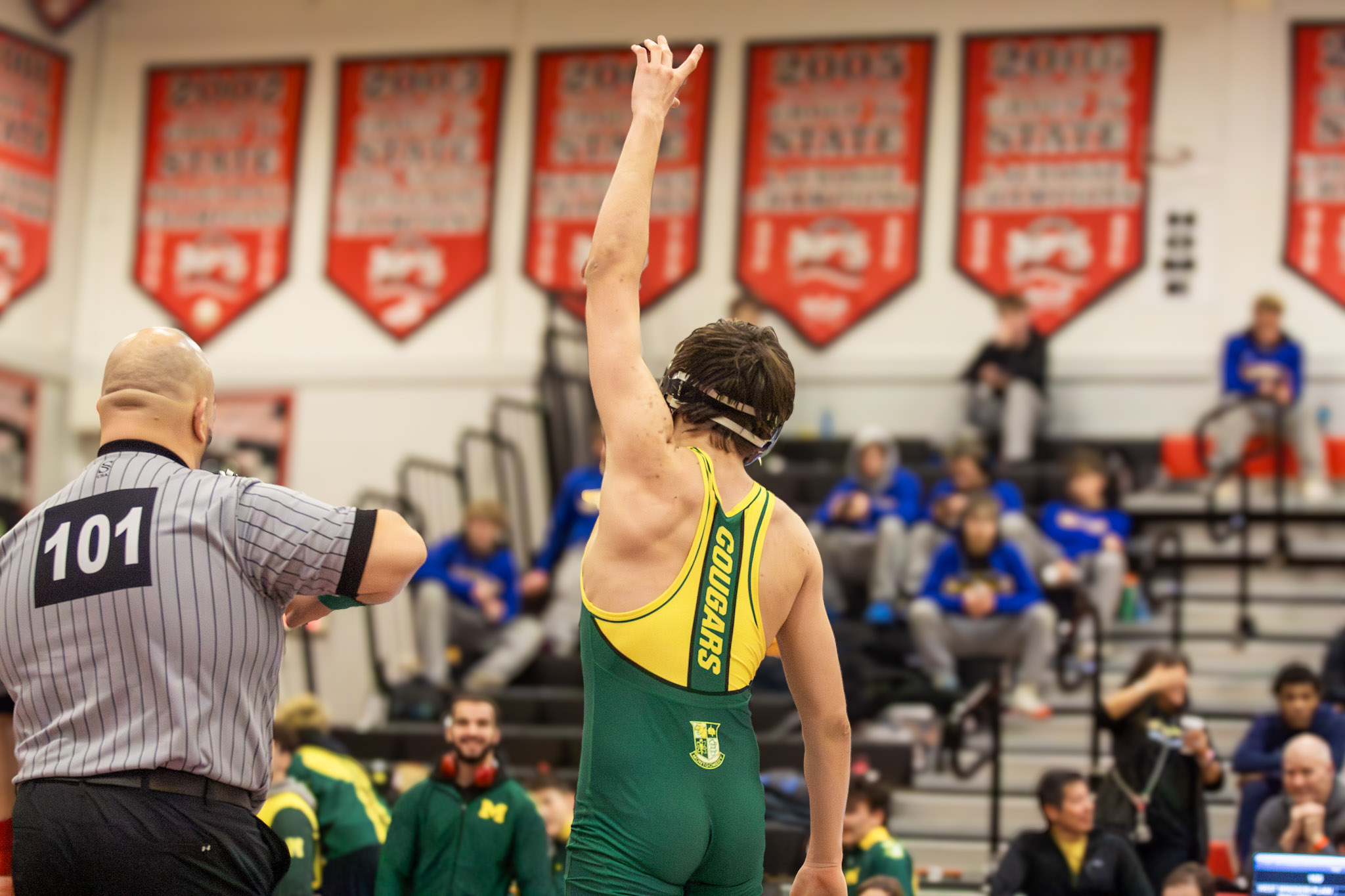 Montgomery wrestling: A victory at Boys Districts during the 2025–26 season.