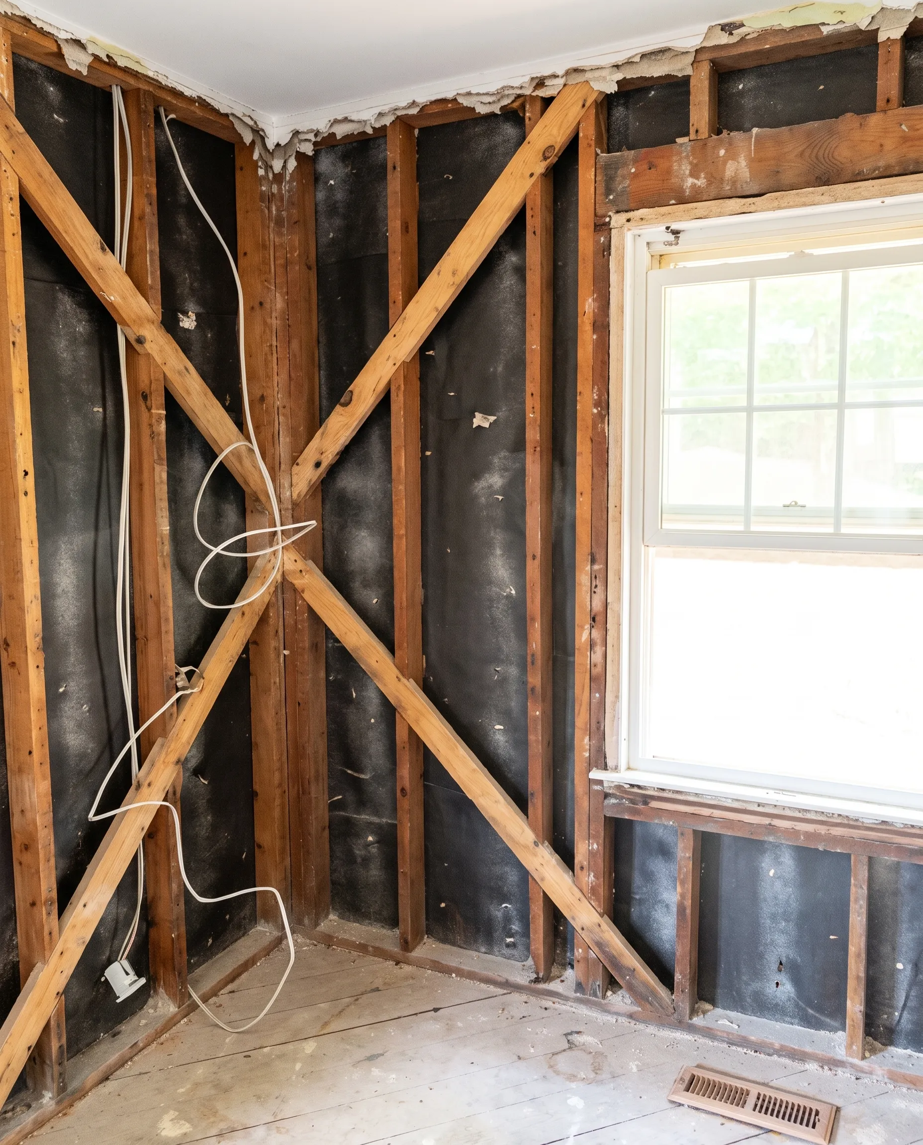 A gut renovation taken back to the studs before rebuilding