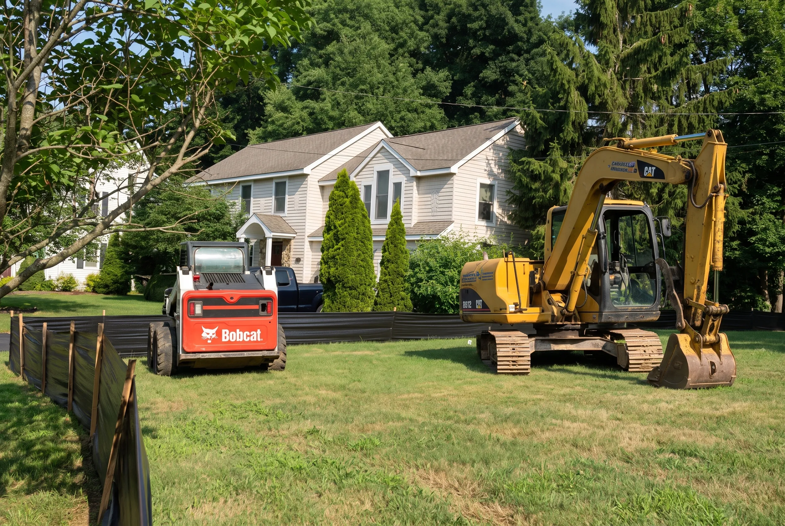 Excavator arriving at the start of a Fairfield County build