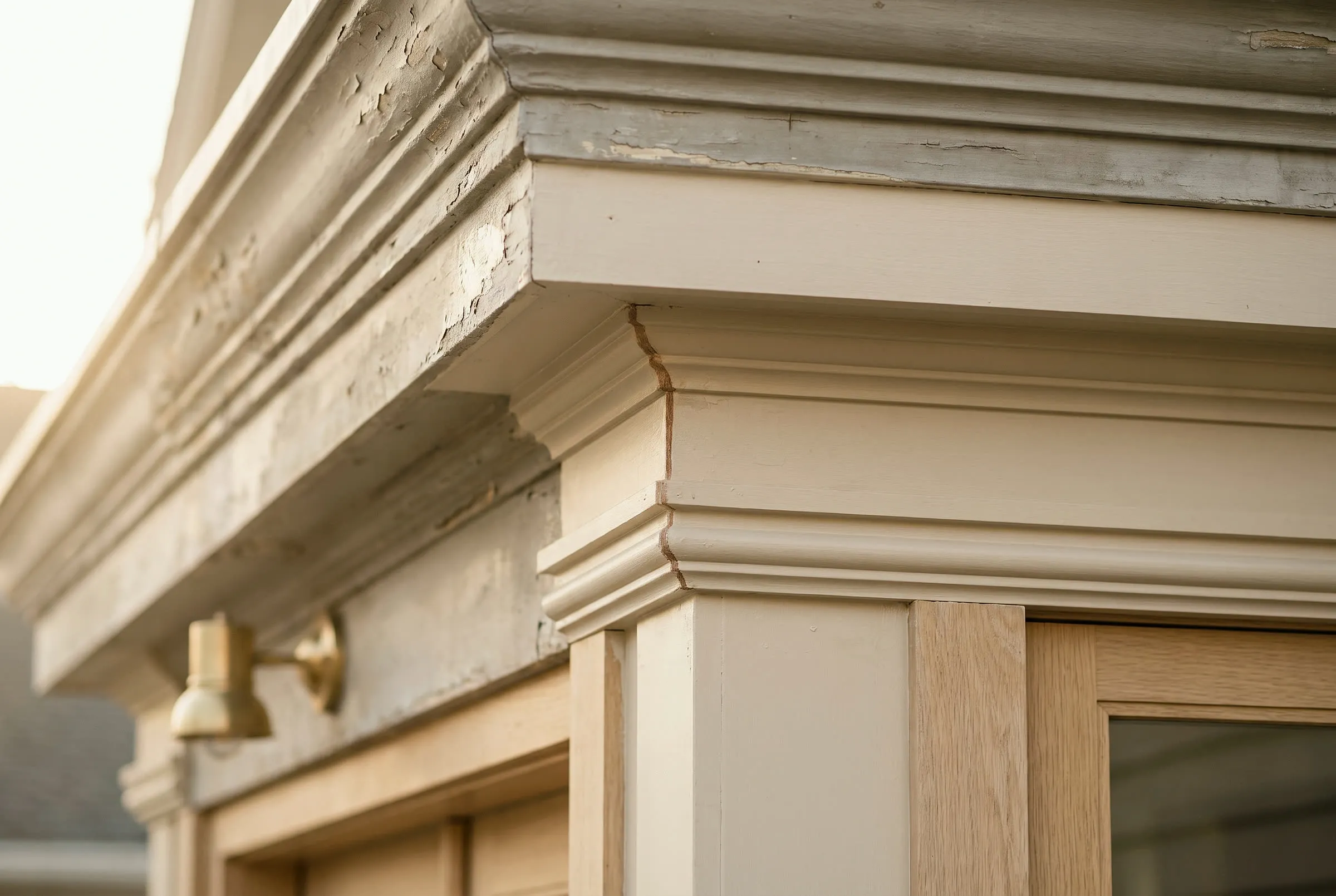 New painted cornice molding cut to match an existing profile