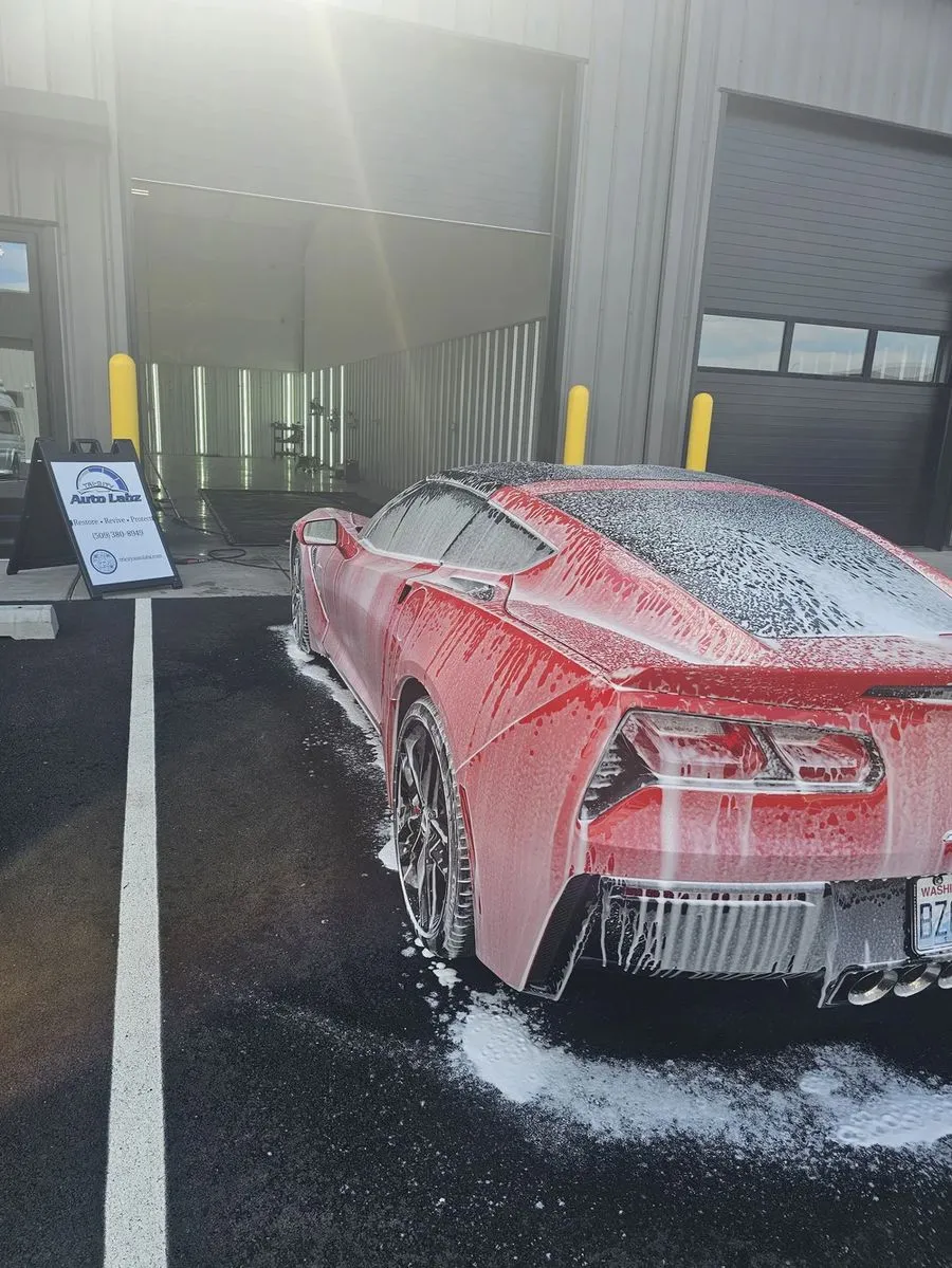 Foam wash on a Chevrolet Corvette