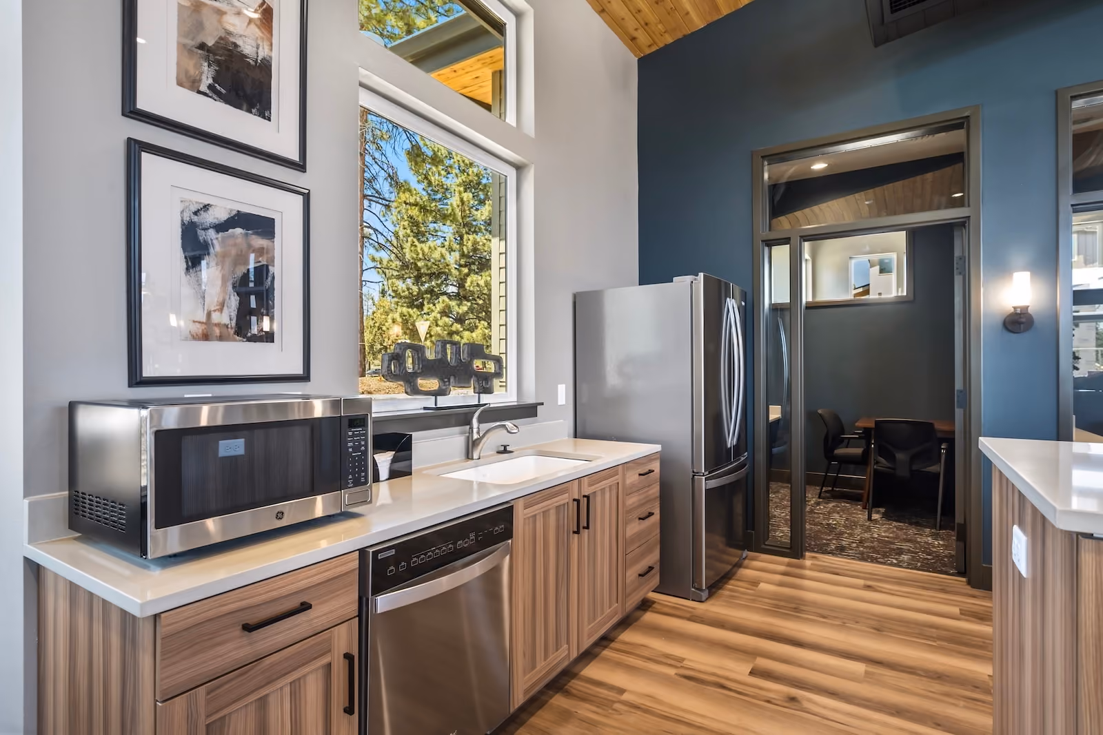 Resident kitchen in the clubhouse at The Veridian in Bend, Oregon