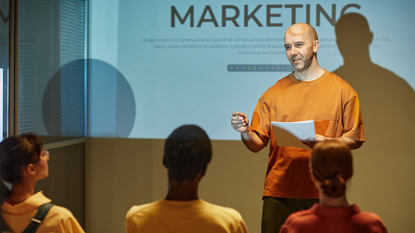 Person presenting about marketing clarity