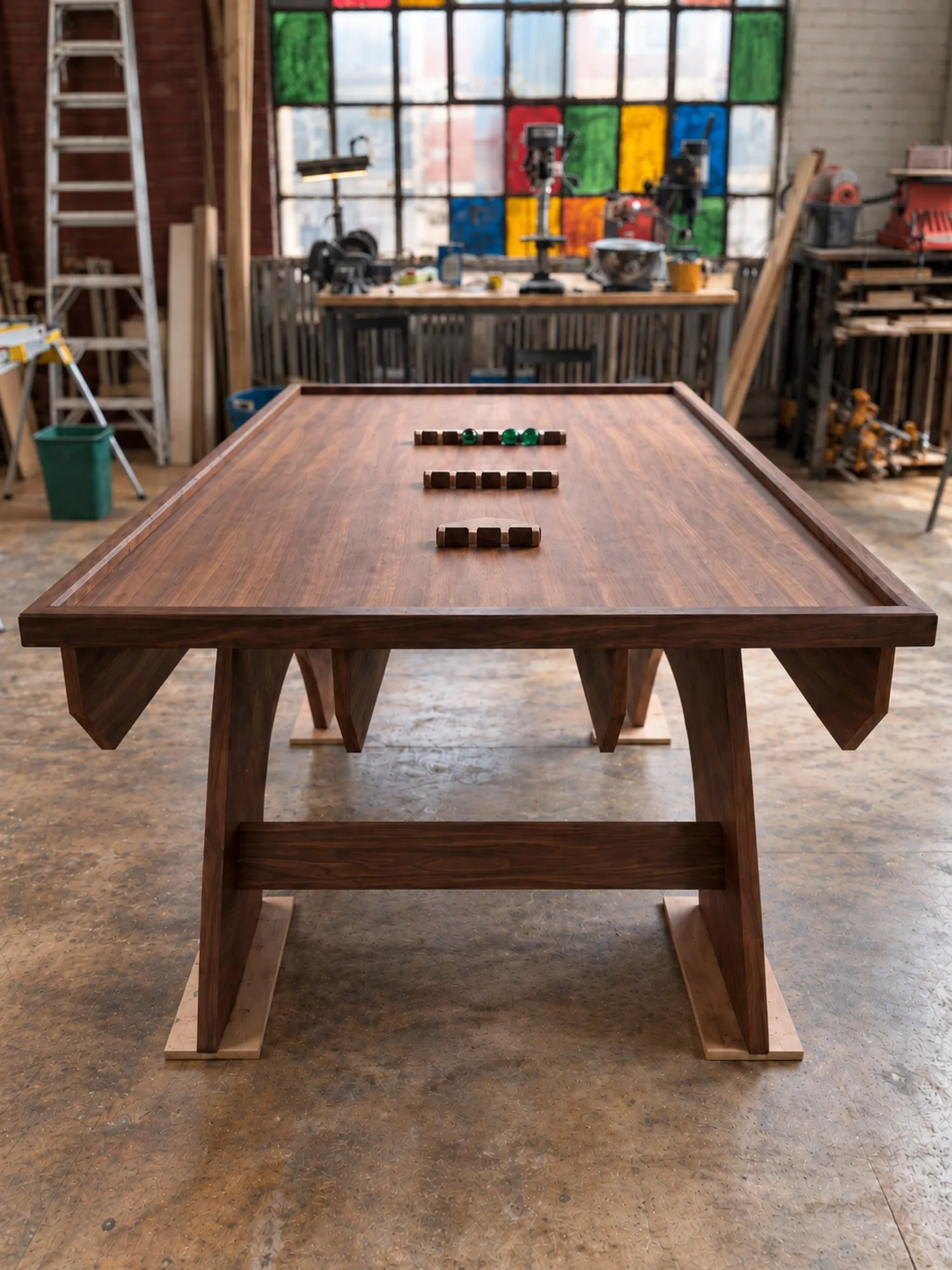 A Vortex468 game table in the workshop