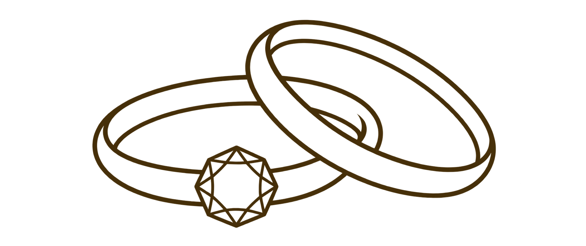 Simple brown line drawing of two rings.