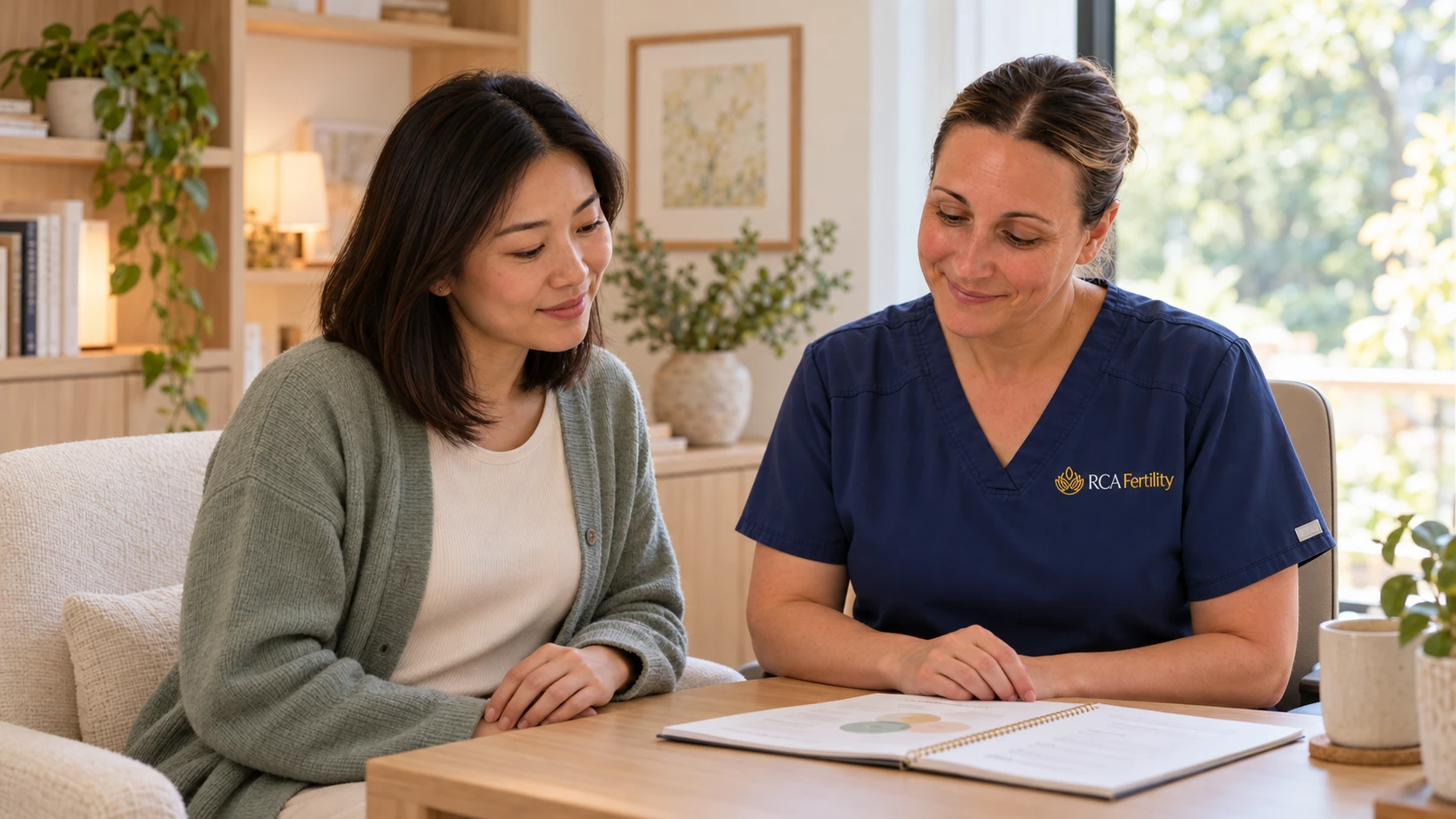 Susana reviewing a wellbeing plan with a patient in the RCA clinic