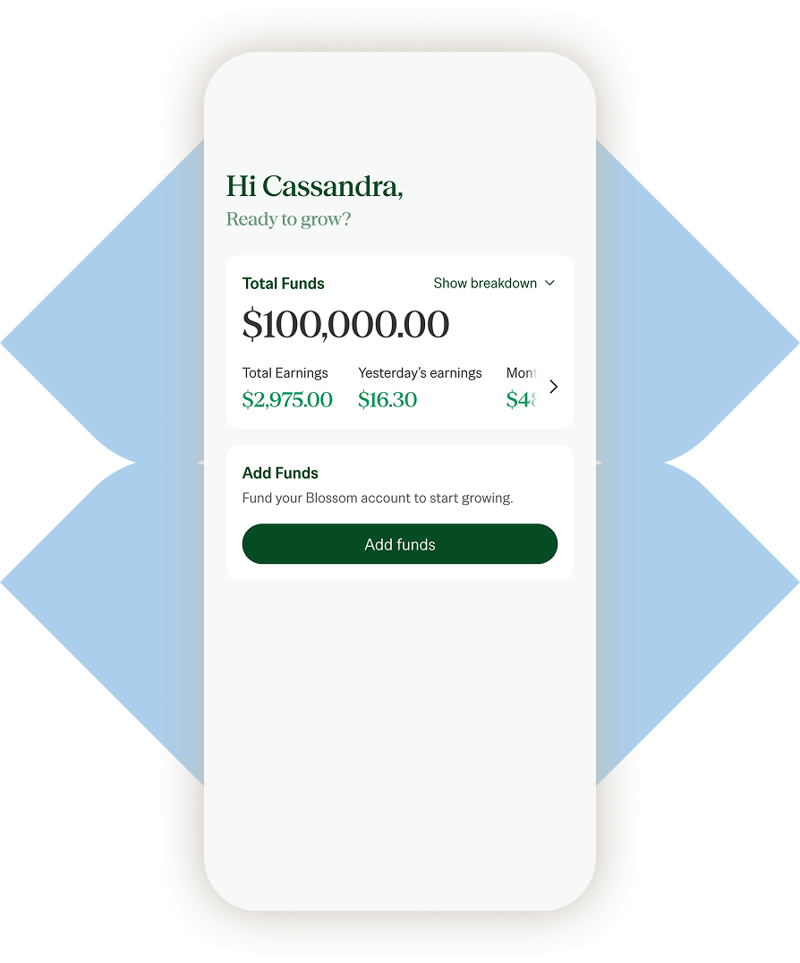 Blossom app account type screen