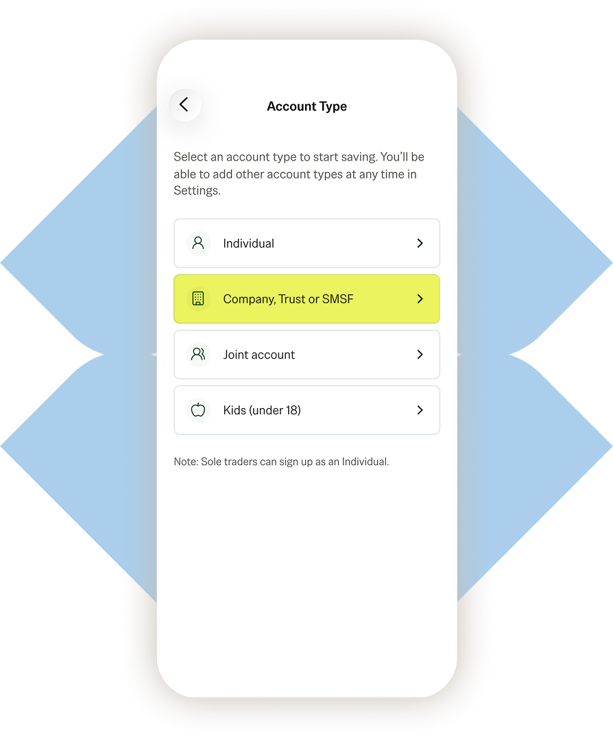 Blossom app account type screen