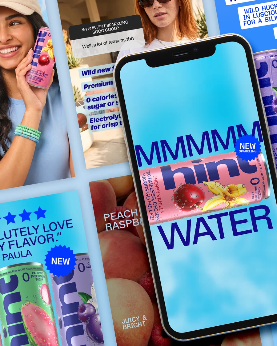 hint flavoured water social campaign with phone mockup