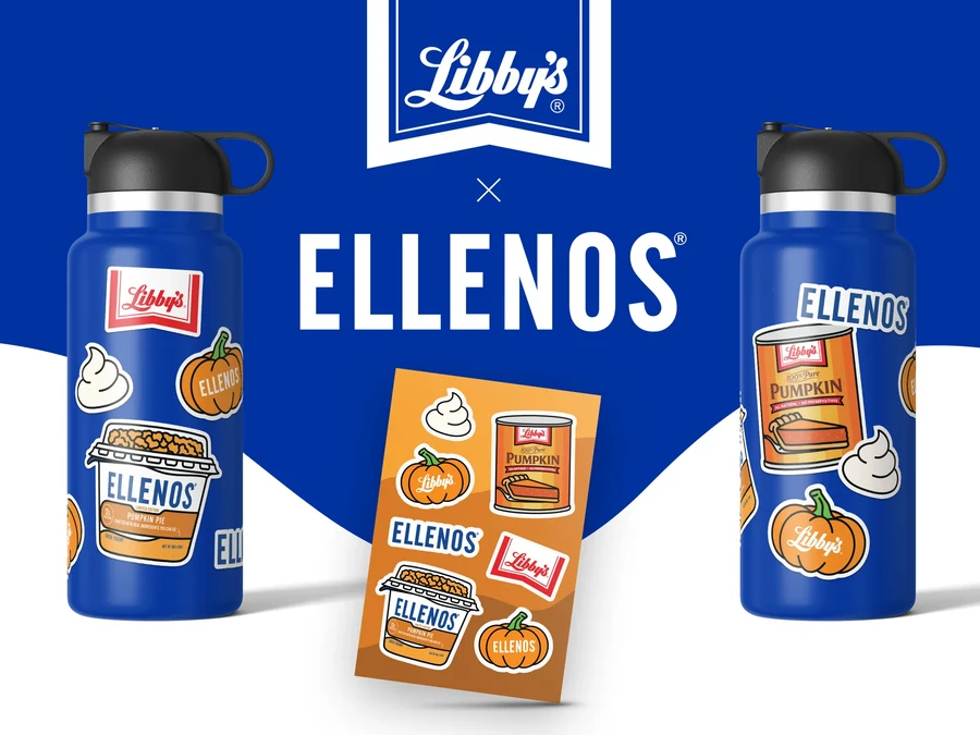 Libby's x Ellenos co-branded water bottles and sticker promo