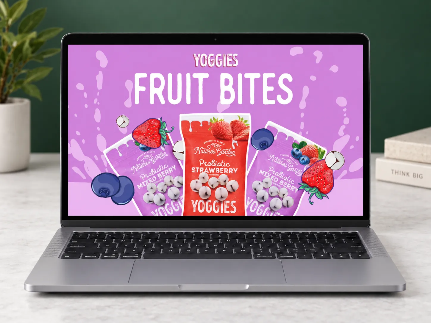Photoreal 3D render of an Ellenos yogurt cup