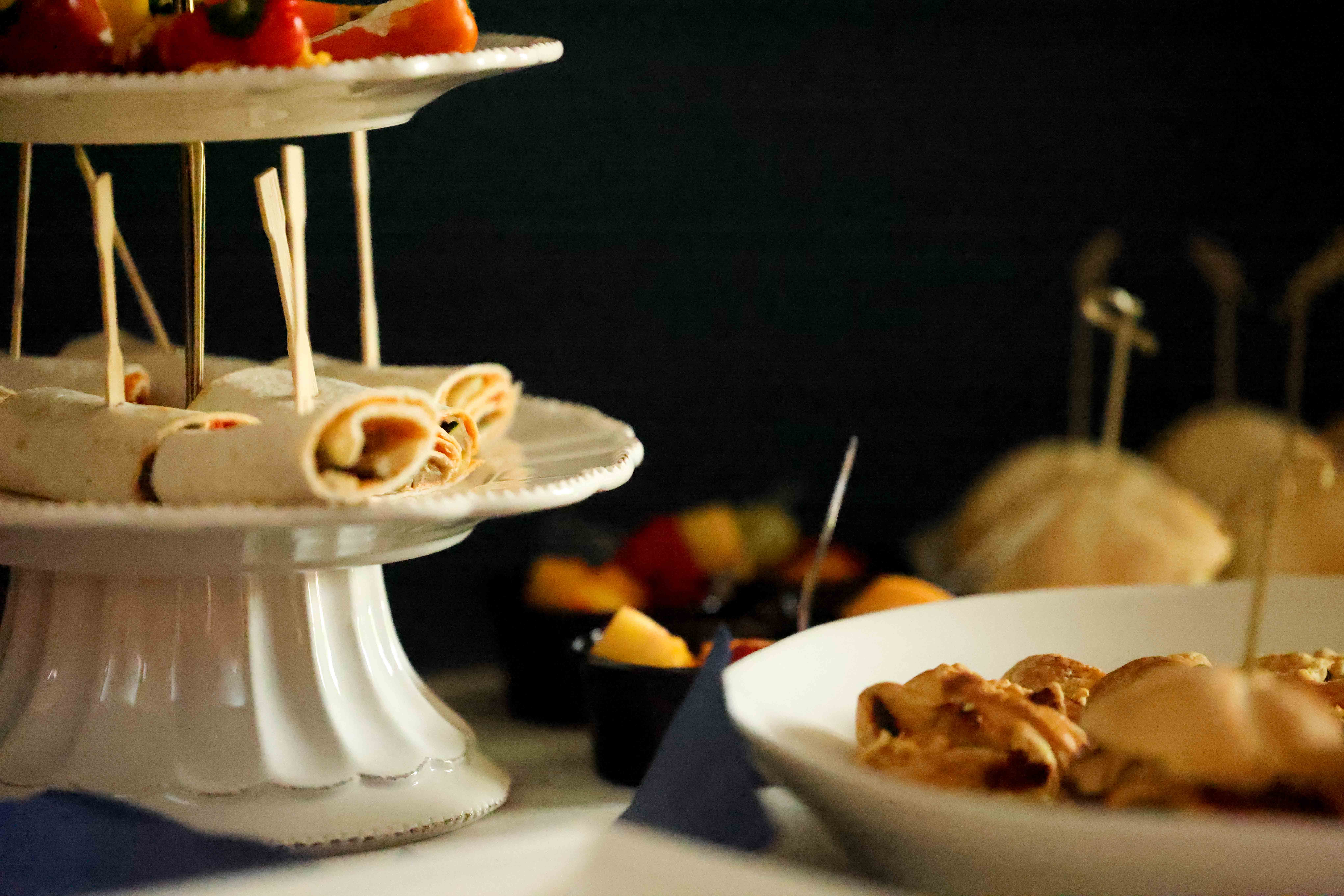 Catering and food presentation for a hospitality event