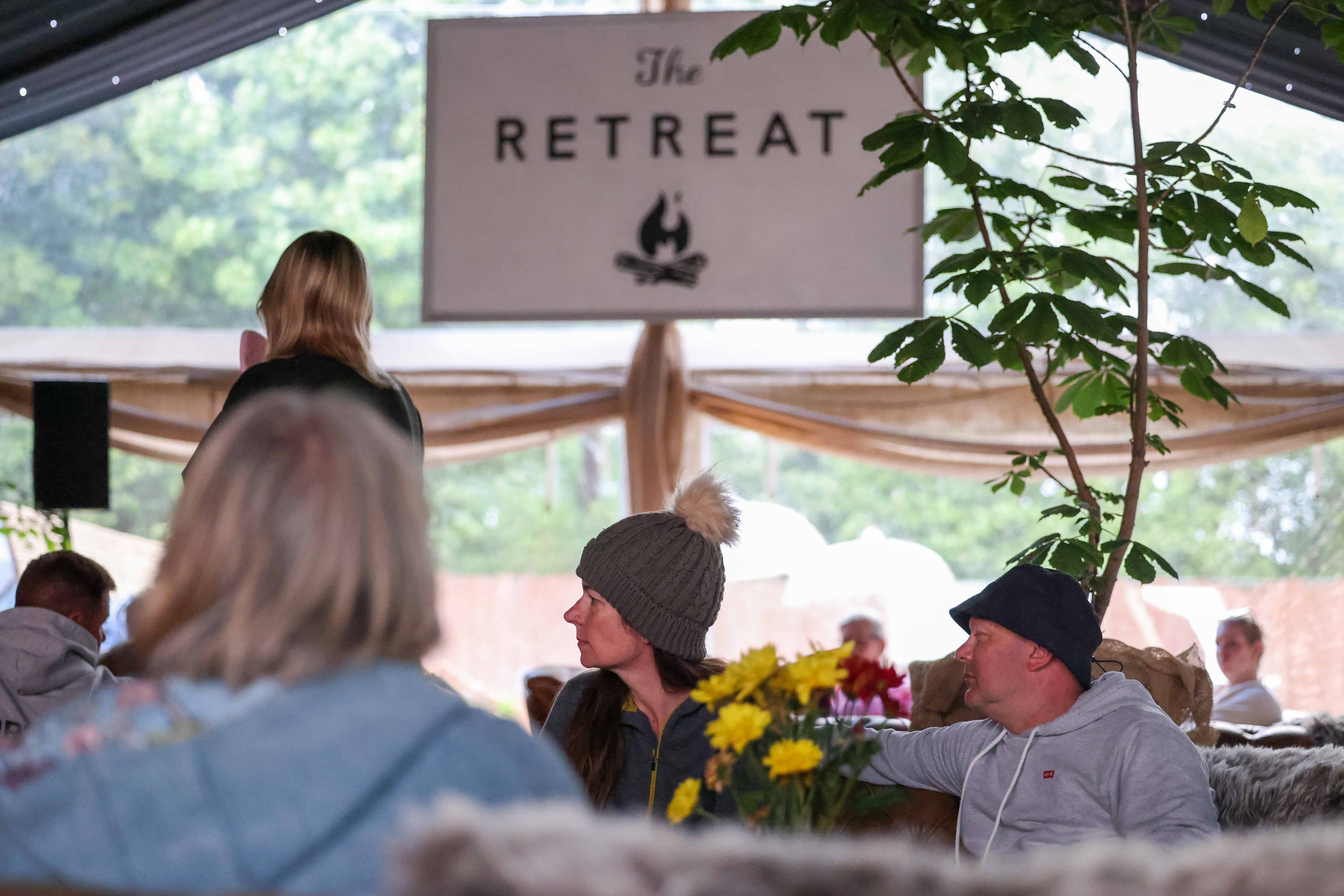 Guests dining at the official Glastonbury Retreat