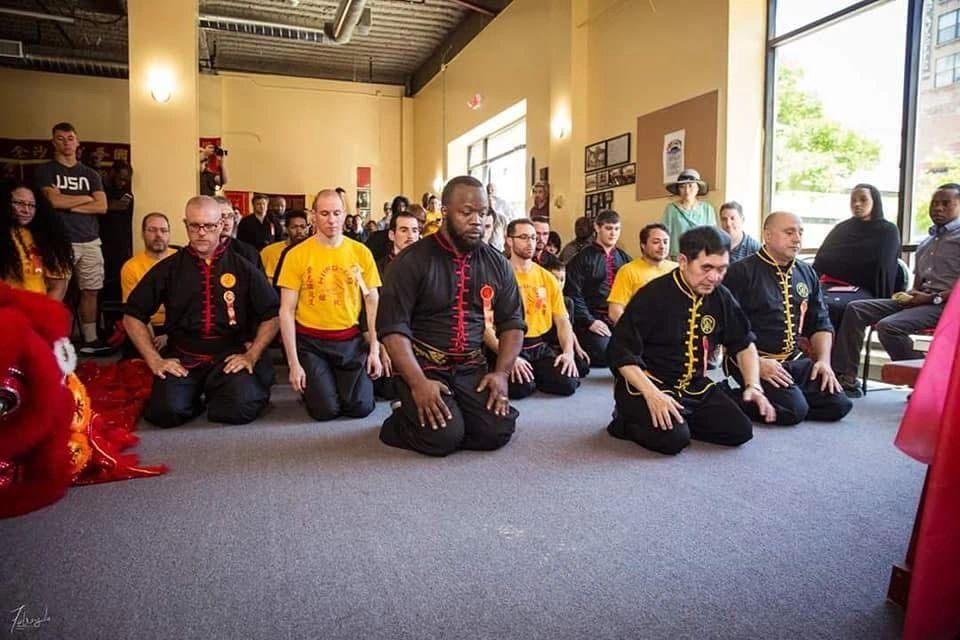 Ceremony with visiting masters and senior instructors at a seminar