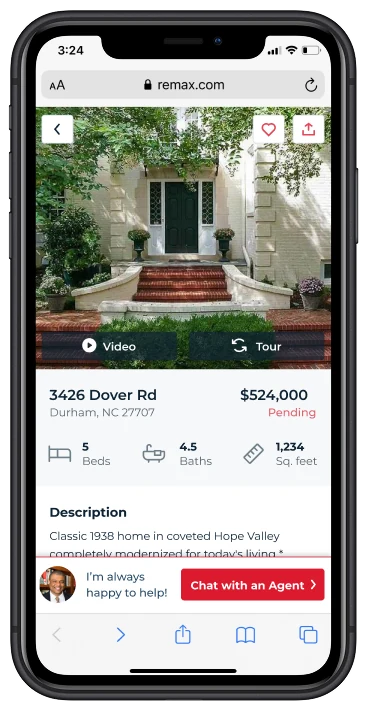 RE/MAX property listing on an iPhone