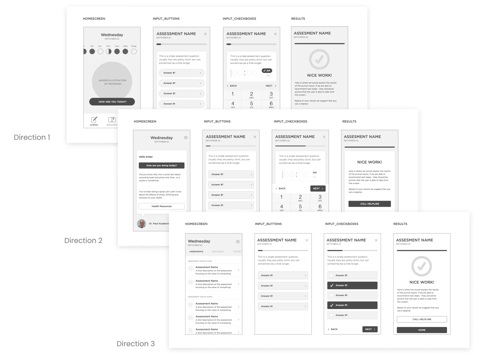RTI interface wireframes and screen flows