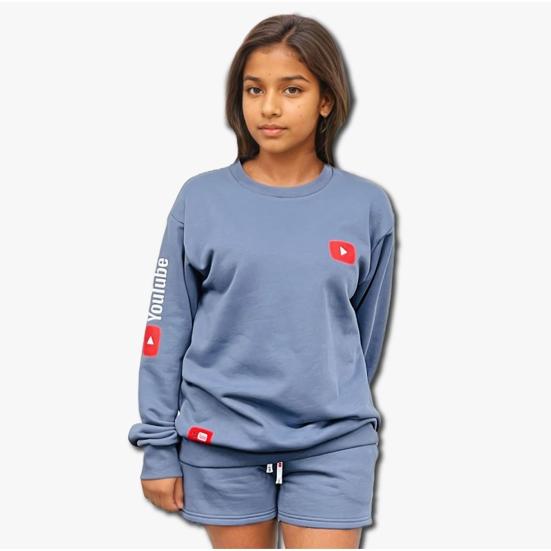 Supreme-Fleece Women's Crewneck and Athletic Shorts Set