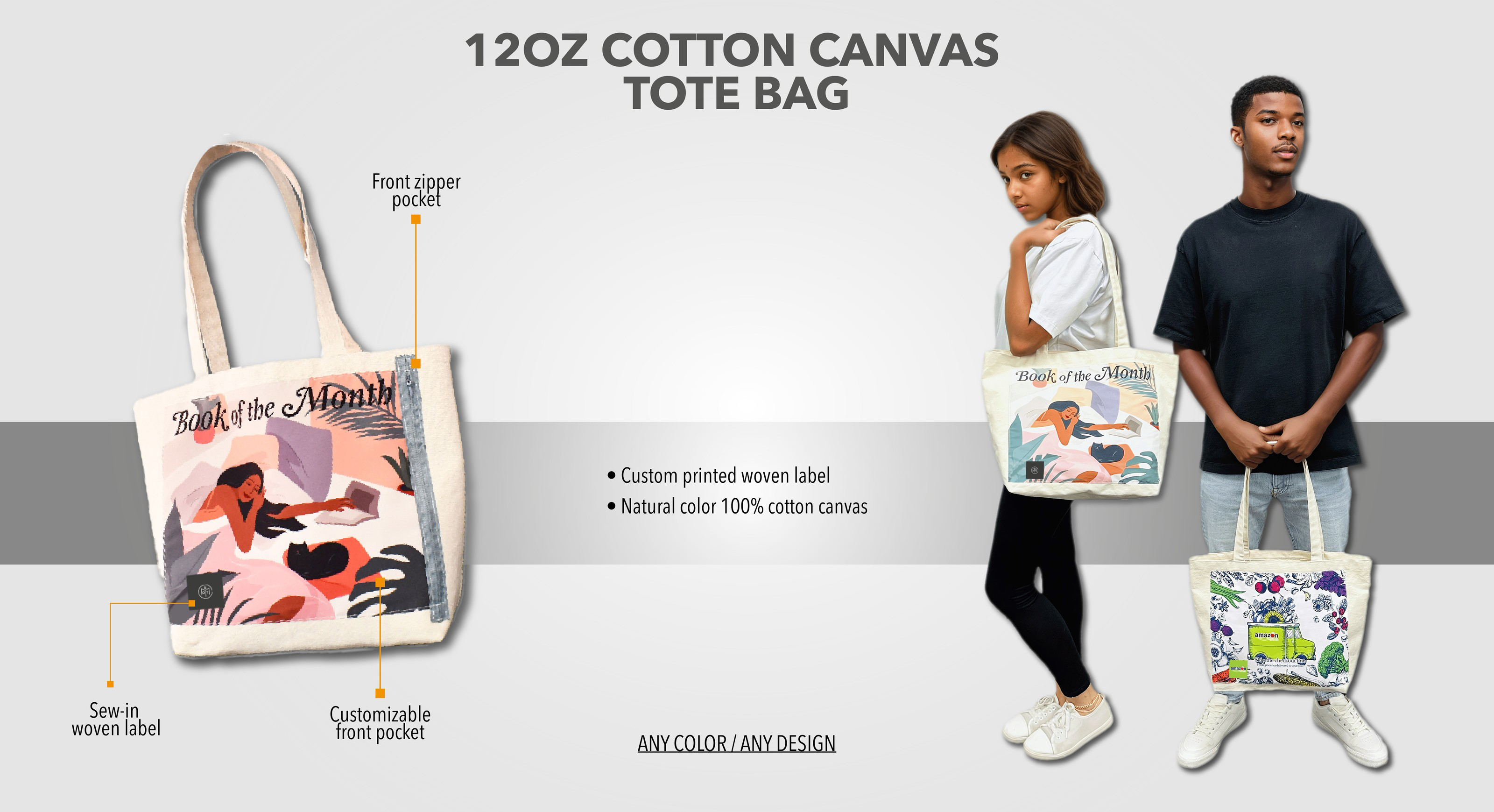 12oz Cotton Canvas Tote Bag