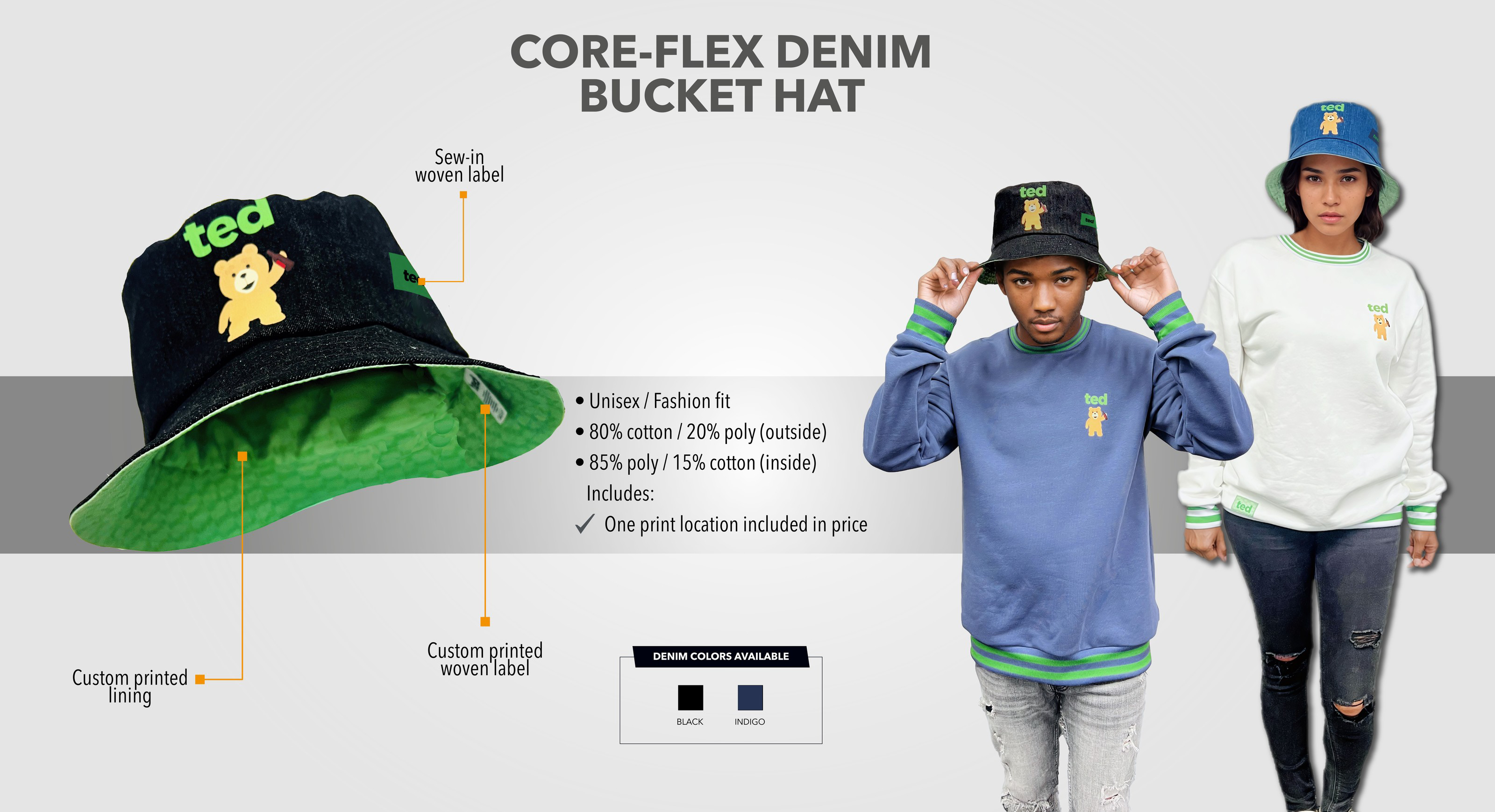 Core-Flex Denim Bucket Hat