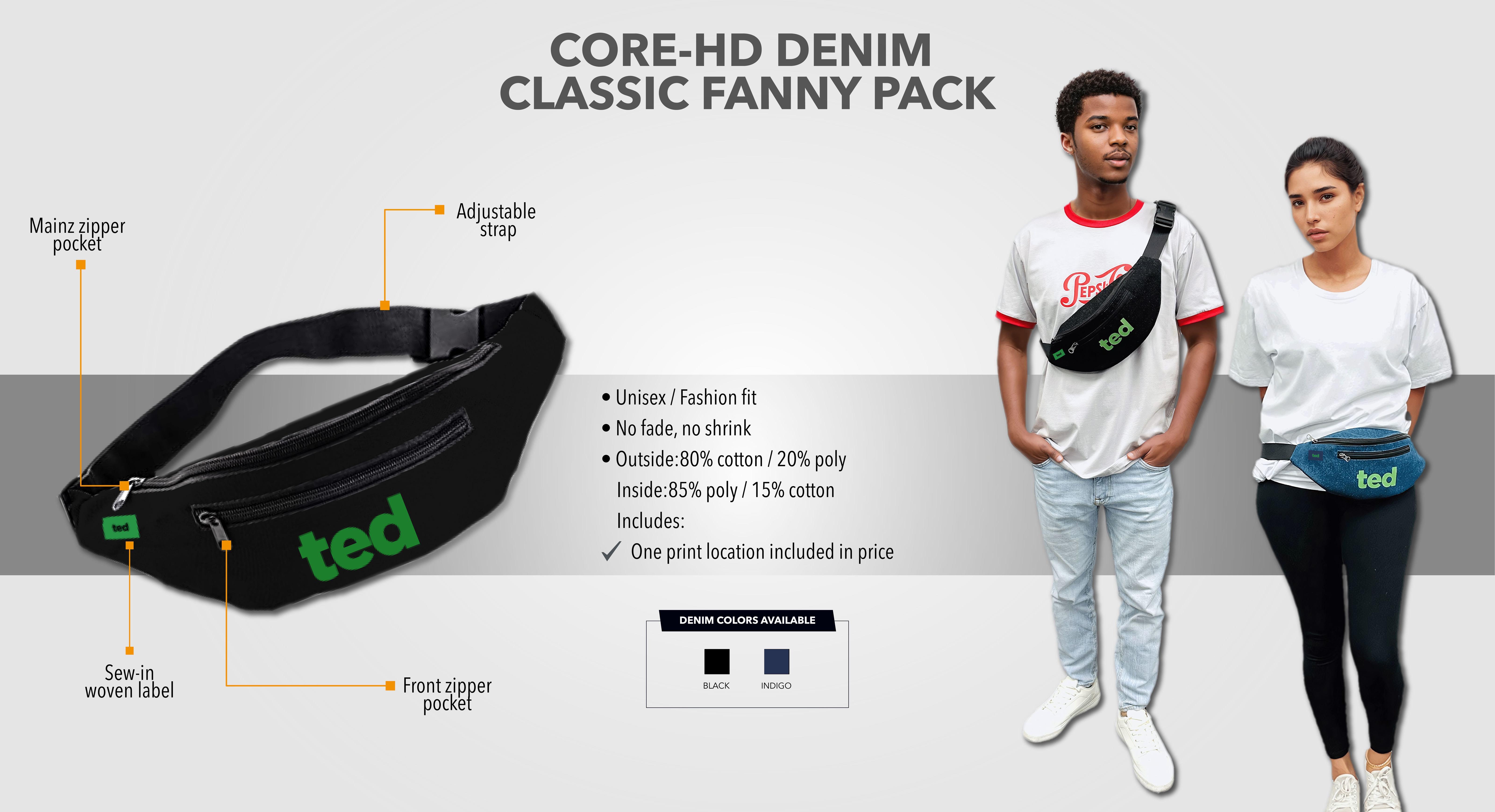 Core-HD Denim Classic Fanny Pack