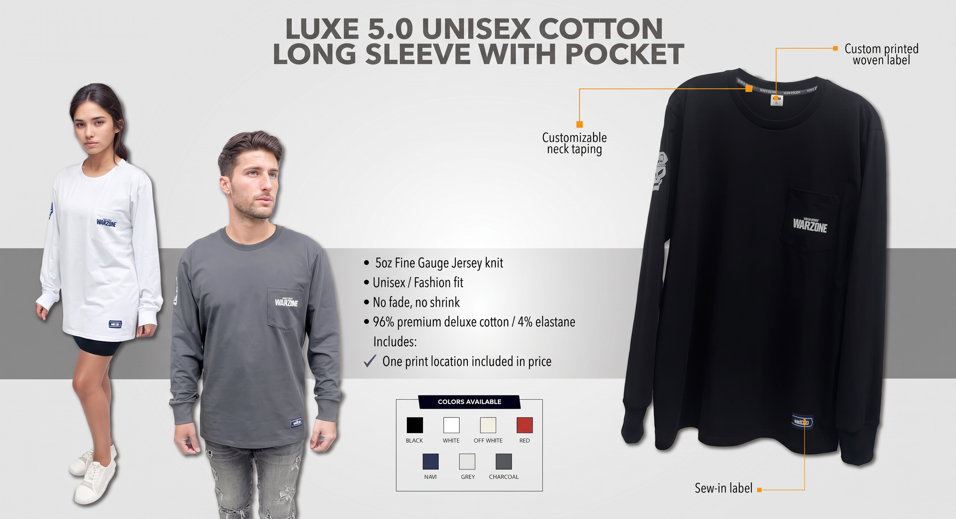LUXE 5.0 Cotton Long Sleeve with Pocket