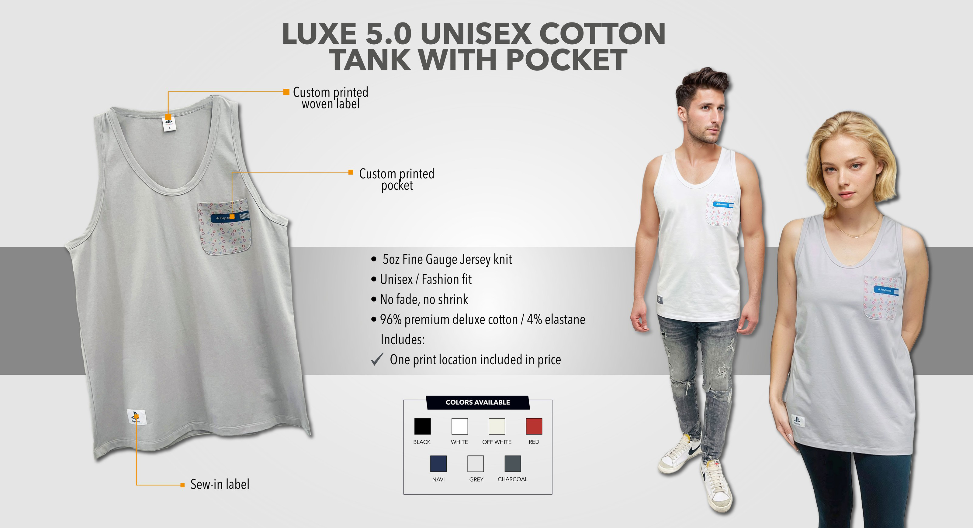 LUXE 5.0 Cotton Tank with Pocket