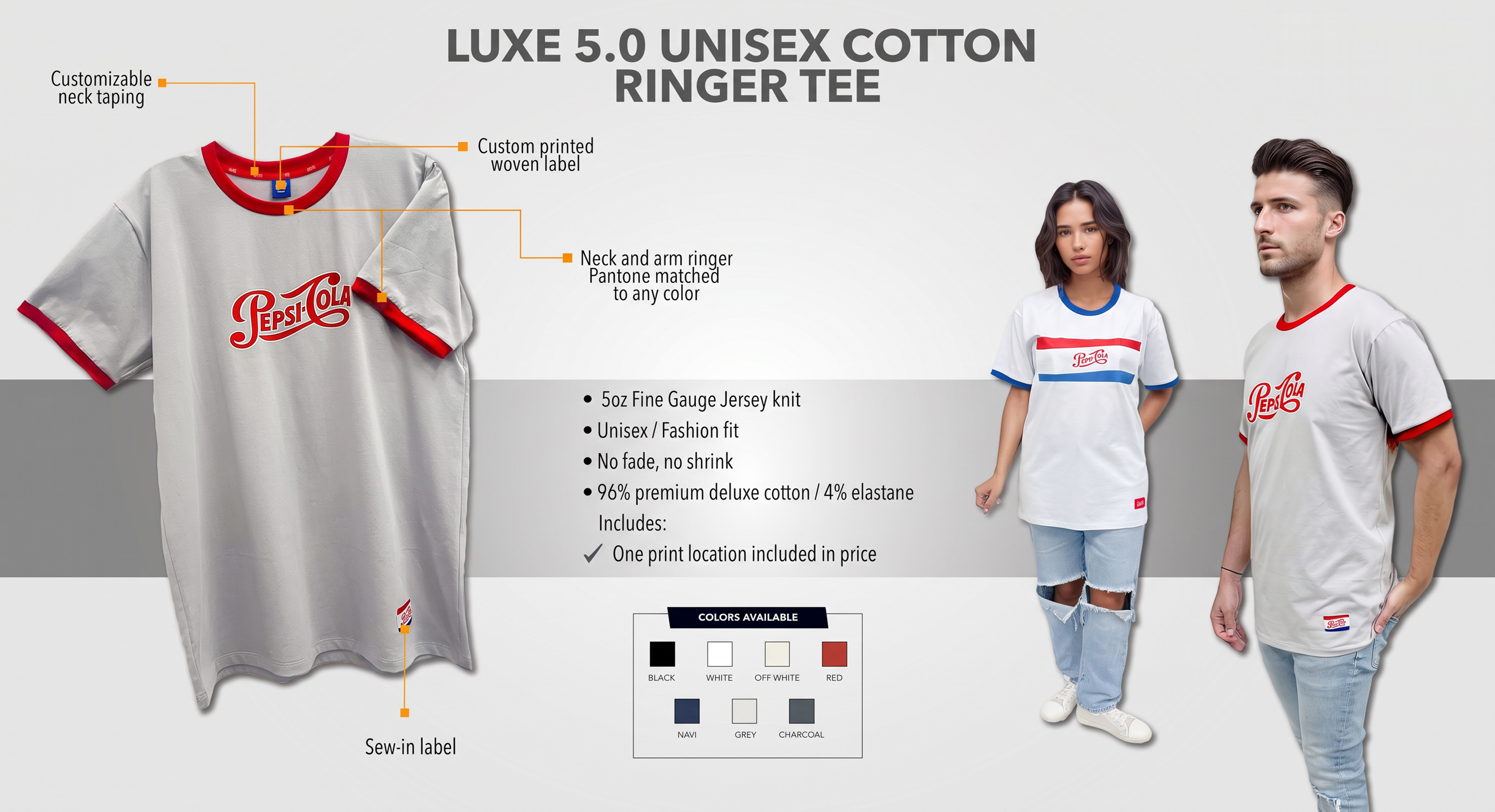 LUXE 5.0 Cotton Ringer Tee
