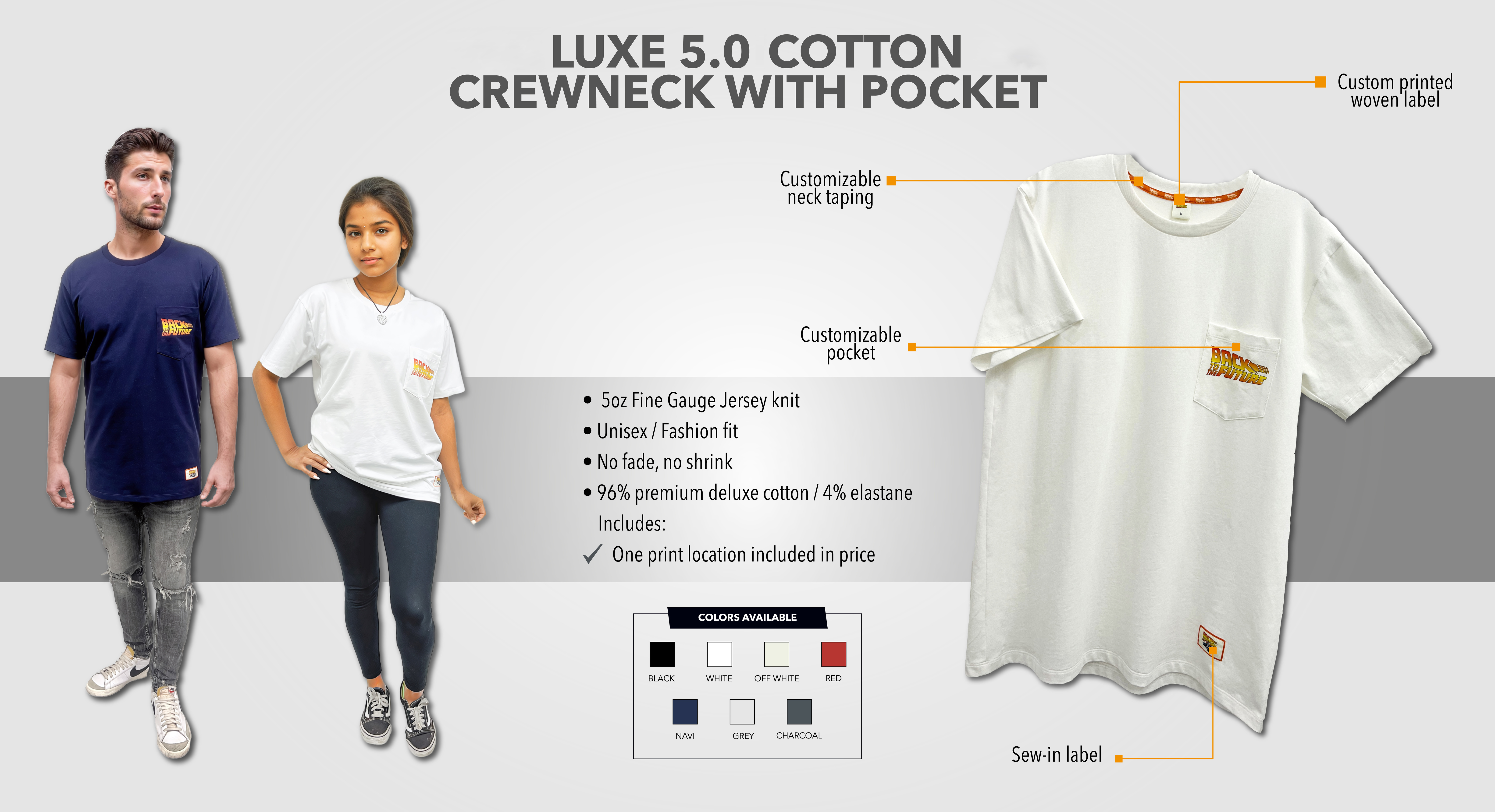 LUXE 5.0 Cotton Crewneck with Pocket
