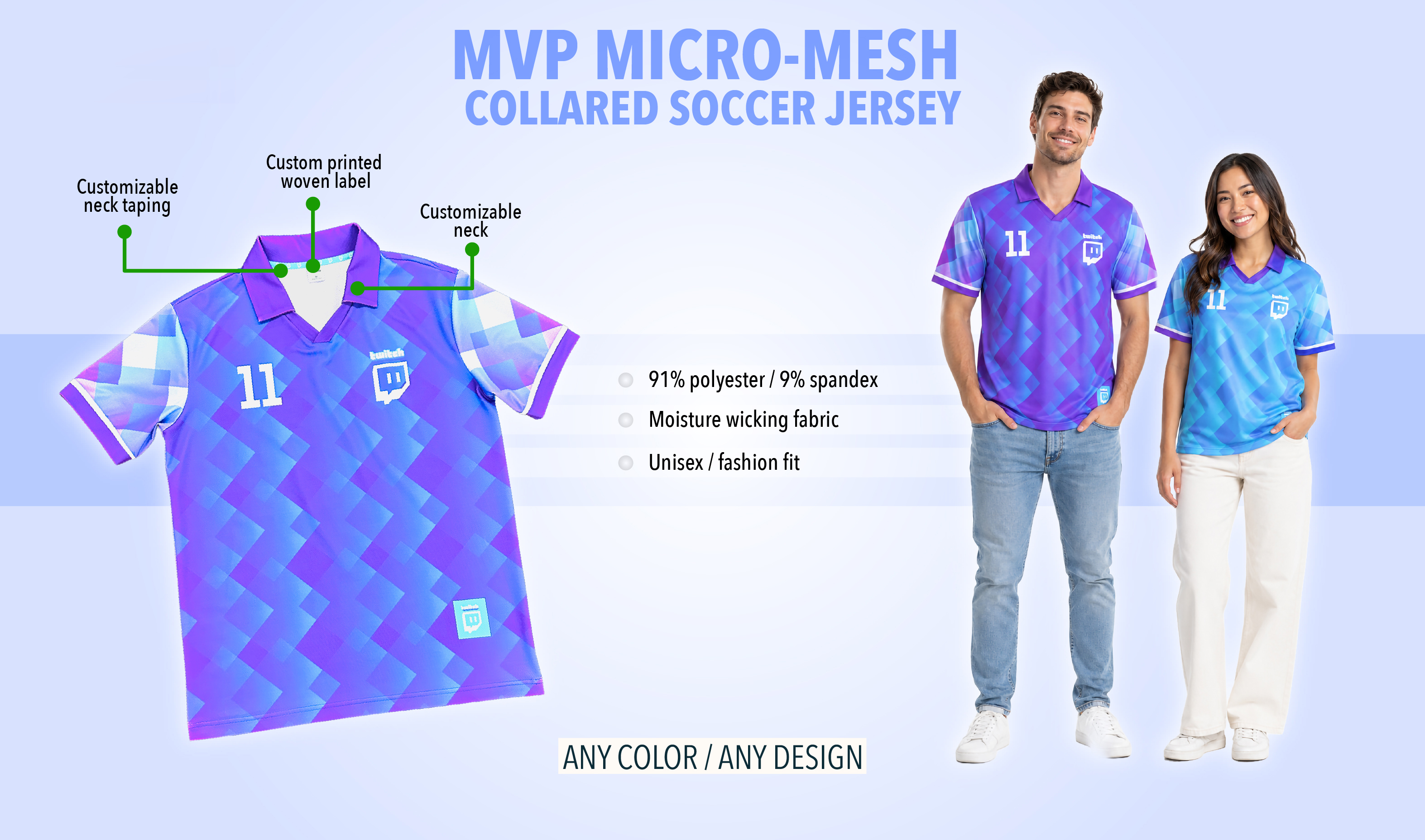 MVP Micro-Mesh Collared Soccer Jersey