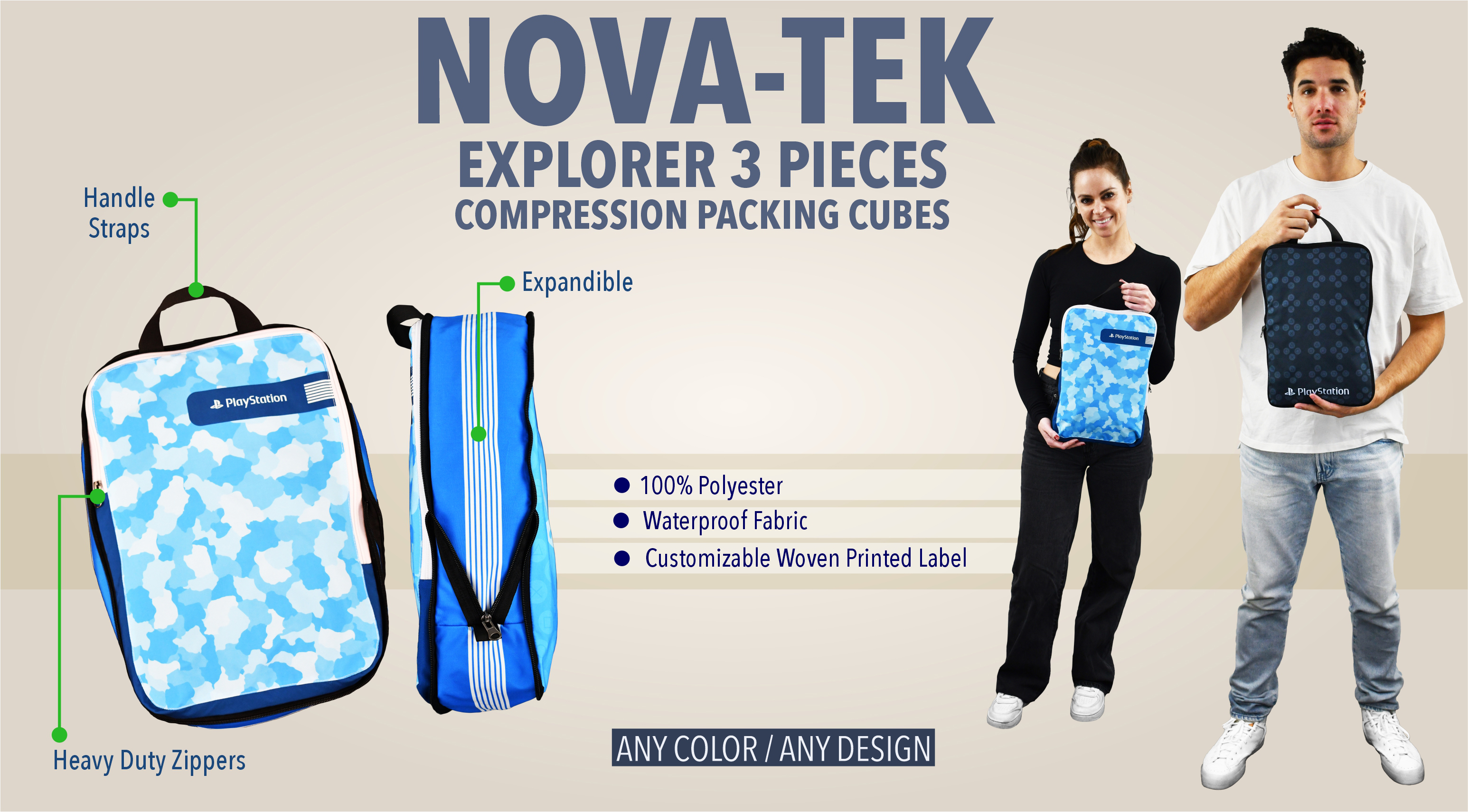 Nova-tek Explorer 3 Piece Compression Packing Cubes